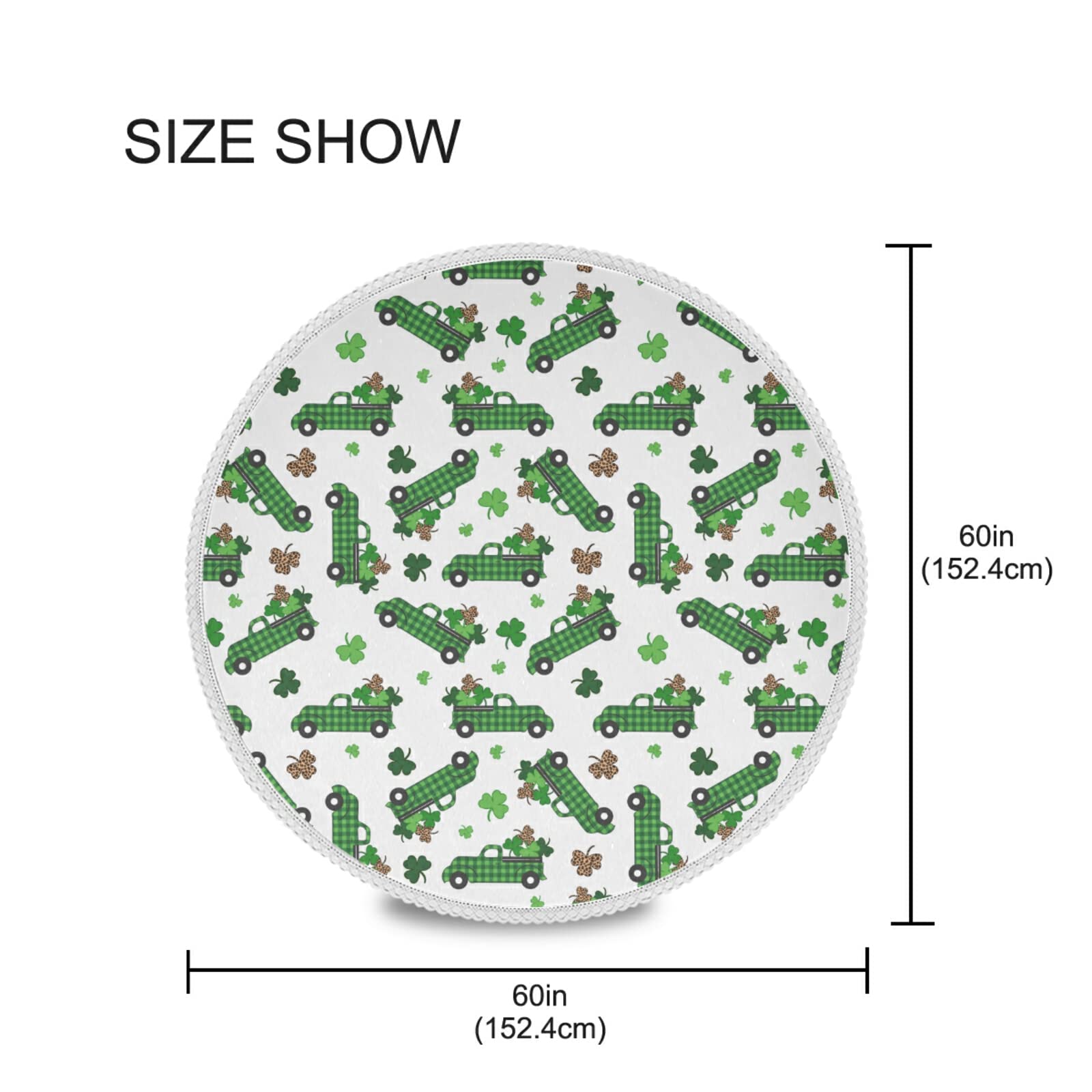 Kcldeci 60 Inch Round St. Patrick's Day Tablecloth - Waterproof Spill-Proof Washable Polyester Table Cover for Dining, Buffet Parties, Camping & Outdoor Picnics - Shamrock Decor for Irish Themed Celebrations