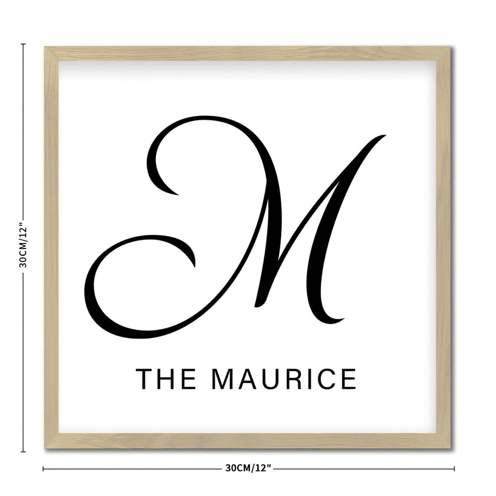 Personalized Letter M Rustic Wooden Wall Sign - Custom Monogram Initial, Modern Farmhouse Decor for Living Room & Bedroom - 12x12 Inch Rustic Wood Frame - Perfect Above Bed Decor & Wedding Gift Idea