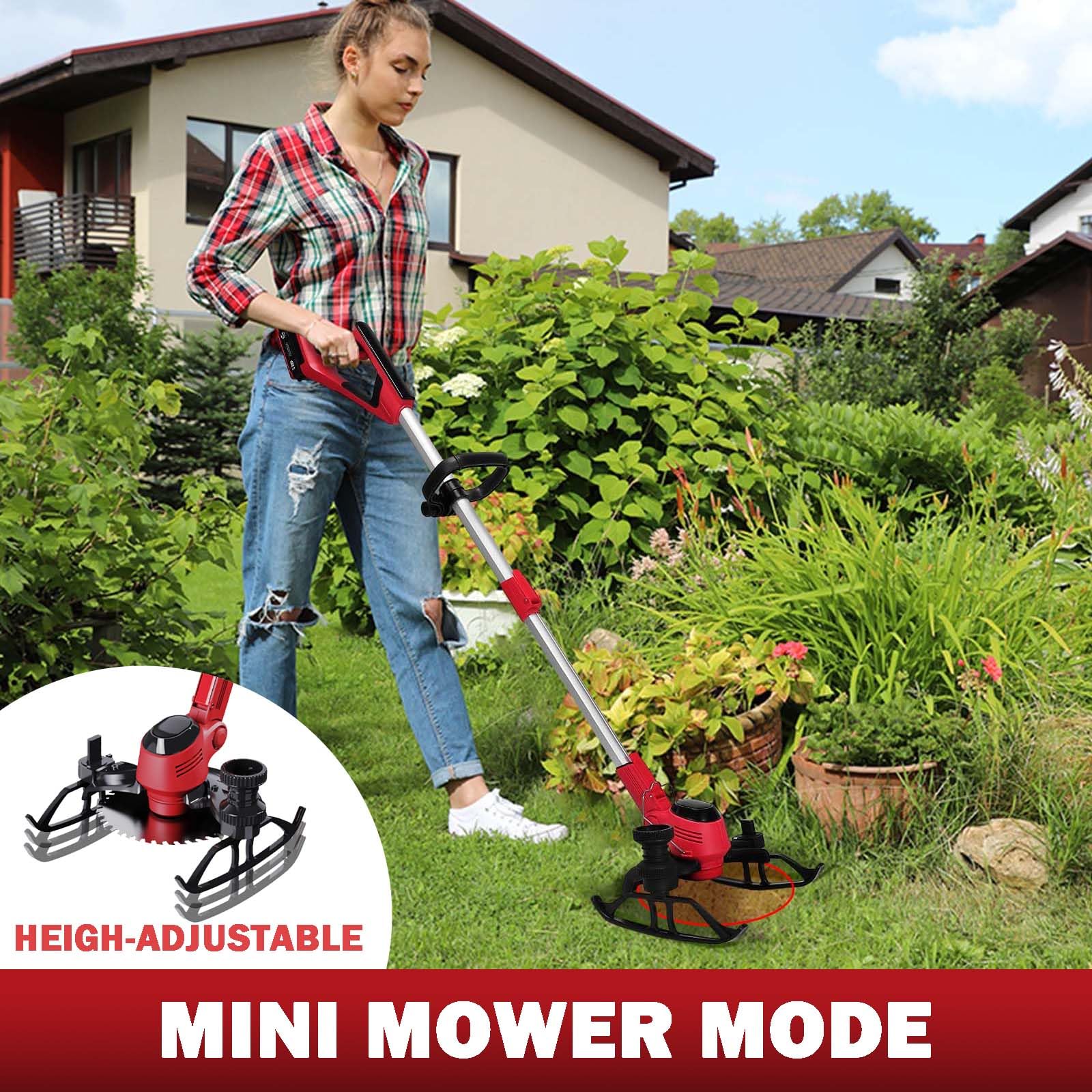 3-in-1 Cordless Weed Wacker, Lawn Edger & Trimmer with 2x 2.0Ah Batteries & Charger | 40-60 Min Runtime per Battery | Perfect for Lawn Care, Garden Maintenance & Yard Work