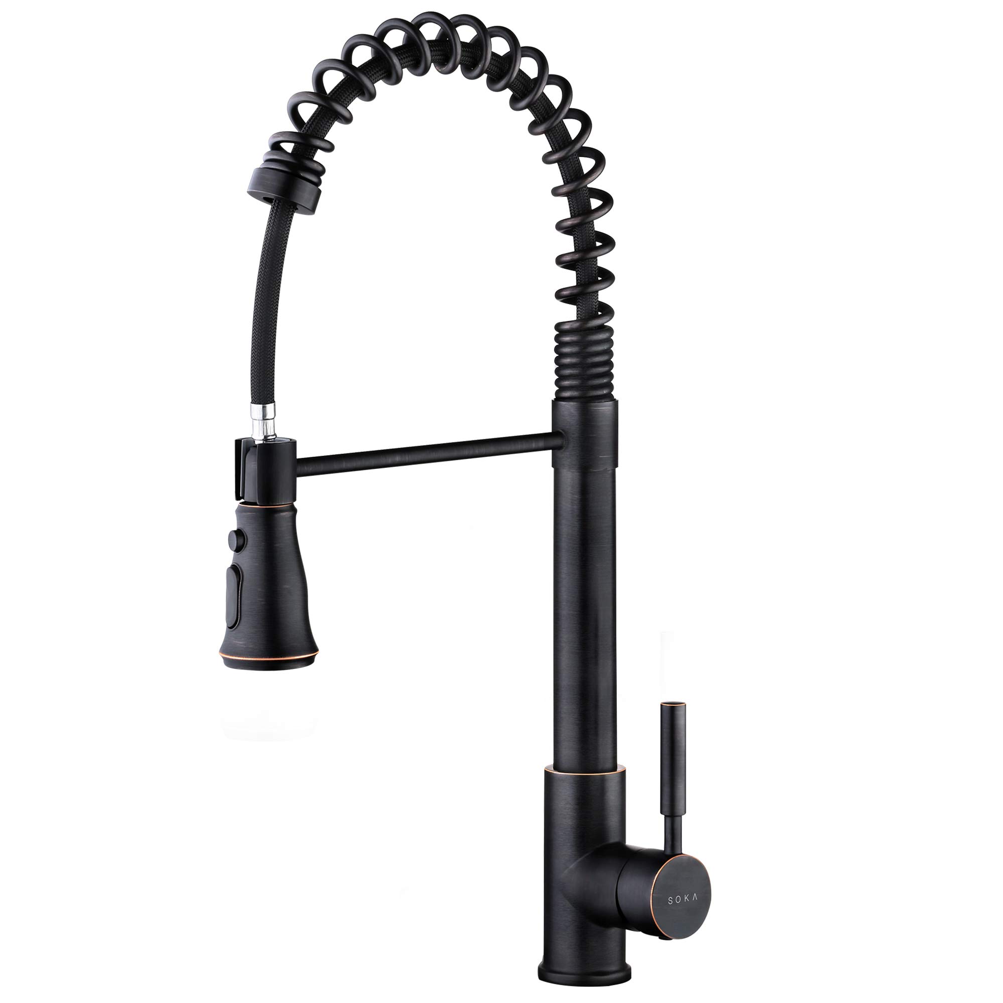 Oil Rubbed Bronze Commercial Kitchen Faucet with Pull Down Sprayer - Single Handle Modern RV Faucet with Deck Plate - 3 Function Laundry Sink Faucet for Restaurants, Food Trucks & Home Kitchens