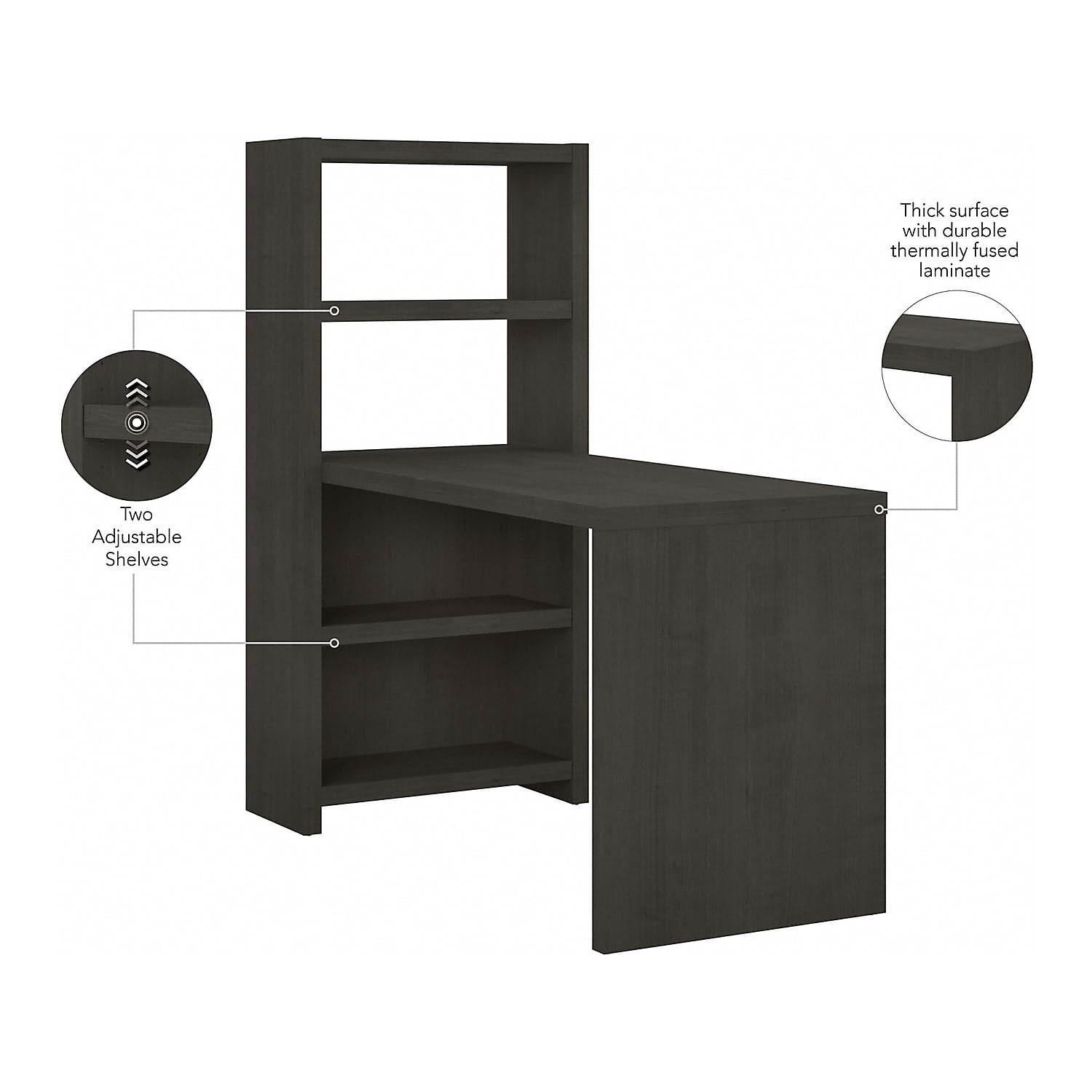 Bush Business Furniture Echo 56W Bookcase Desk in Charcoal Maple - Stylish Home Office Storage Solution for Books, Files & Office Supplies - Perfect for Small Spaces & Modern Workspaces
