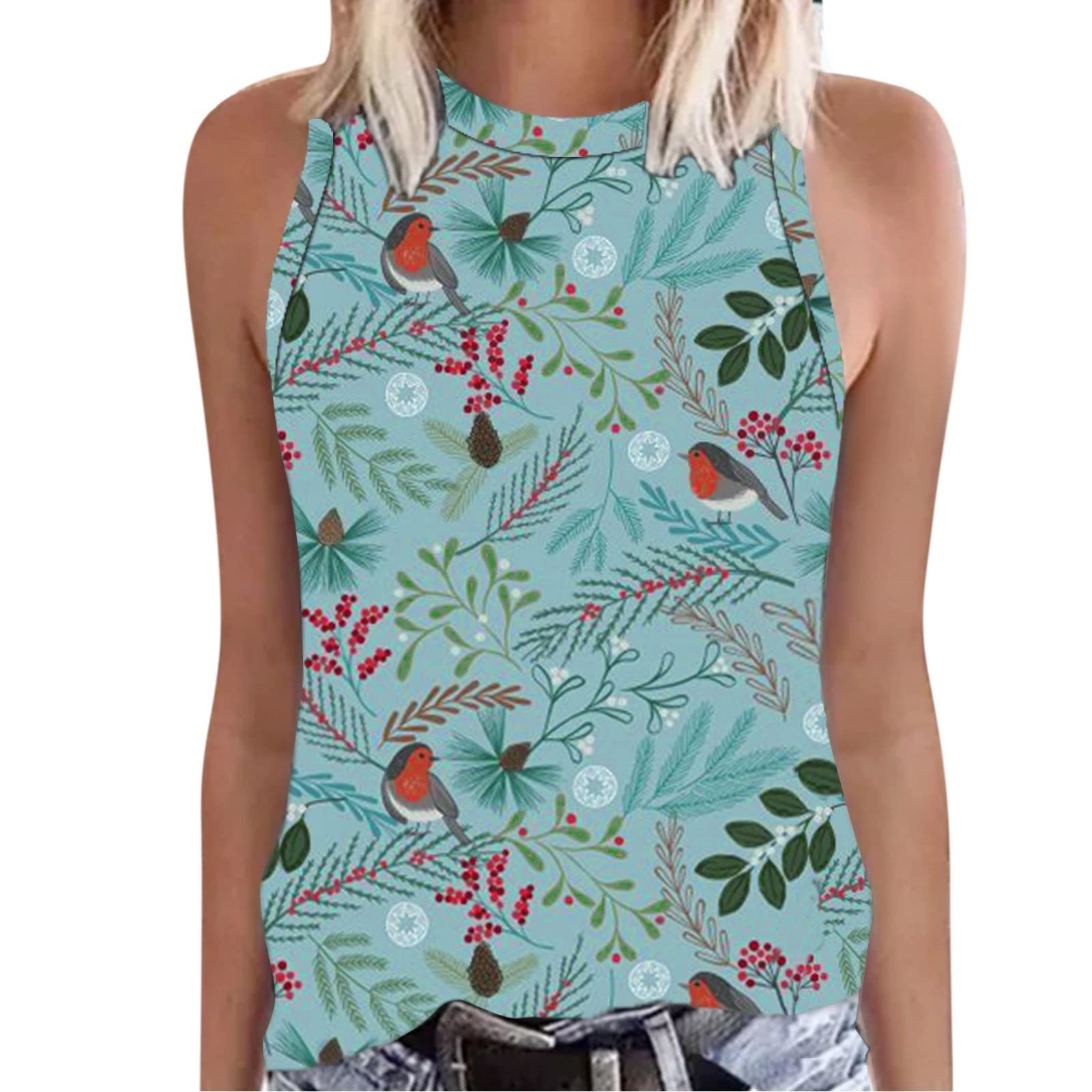 Women's Cropped Tank Tops - Summer Fashion Round Neck Sleeveless Printed Tops with American Flag Design | Perfect for Casual Wear, Beach Outfits & Patriotic Events