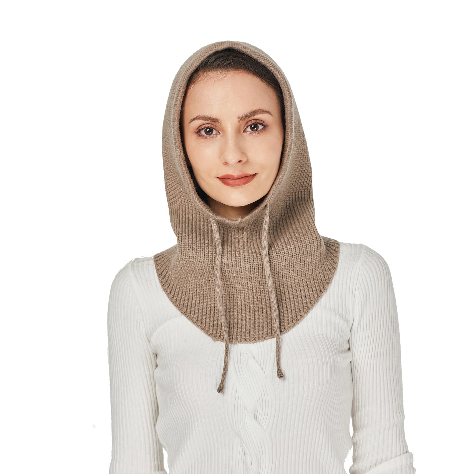 Facecozy Winter Hats for Women & Men - Wool Blend Hooded Scarf, Balaclava, Knit Skull Cap Beanie & Neck Gaiter - Warm Cold Weather Accessories for Skiing, Snowboarding & Outdoor Activities