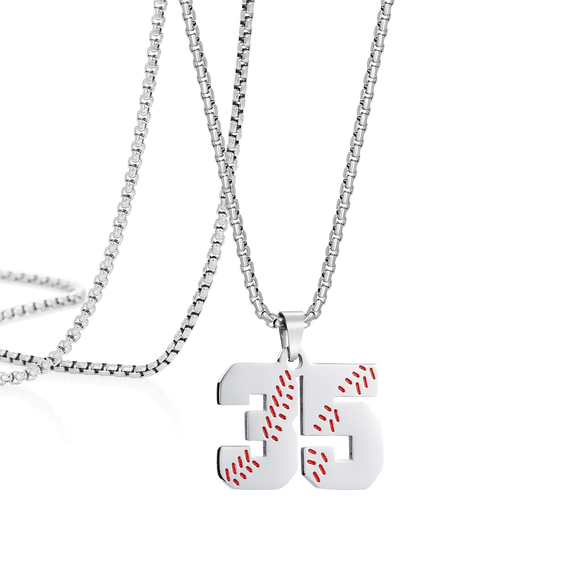 JoycuFF Custom Baseball Number Necklace 1-99 - Stainless Steel Charm Pendant for Sports Fans - Personalized Jewelry Gift for Women & Men - Perfect for Games, Birthdays & Team Spirit