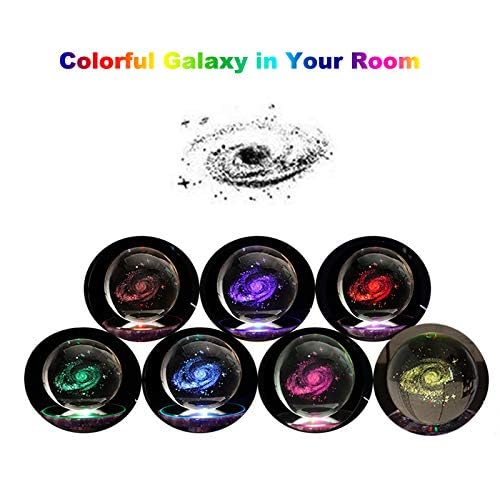 Galaxy Crystal Ball with LED Light Base - 80mm (3 inch) Clear Glass Galaxy Decor for Kids, Teachers, Anniversaries & Birthdays | Perfect for Home Decor, Meditation & Unique Gift Ideas