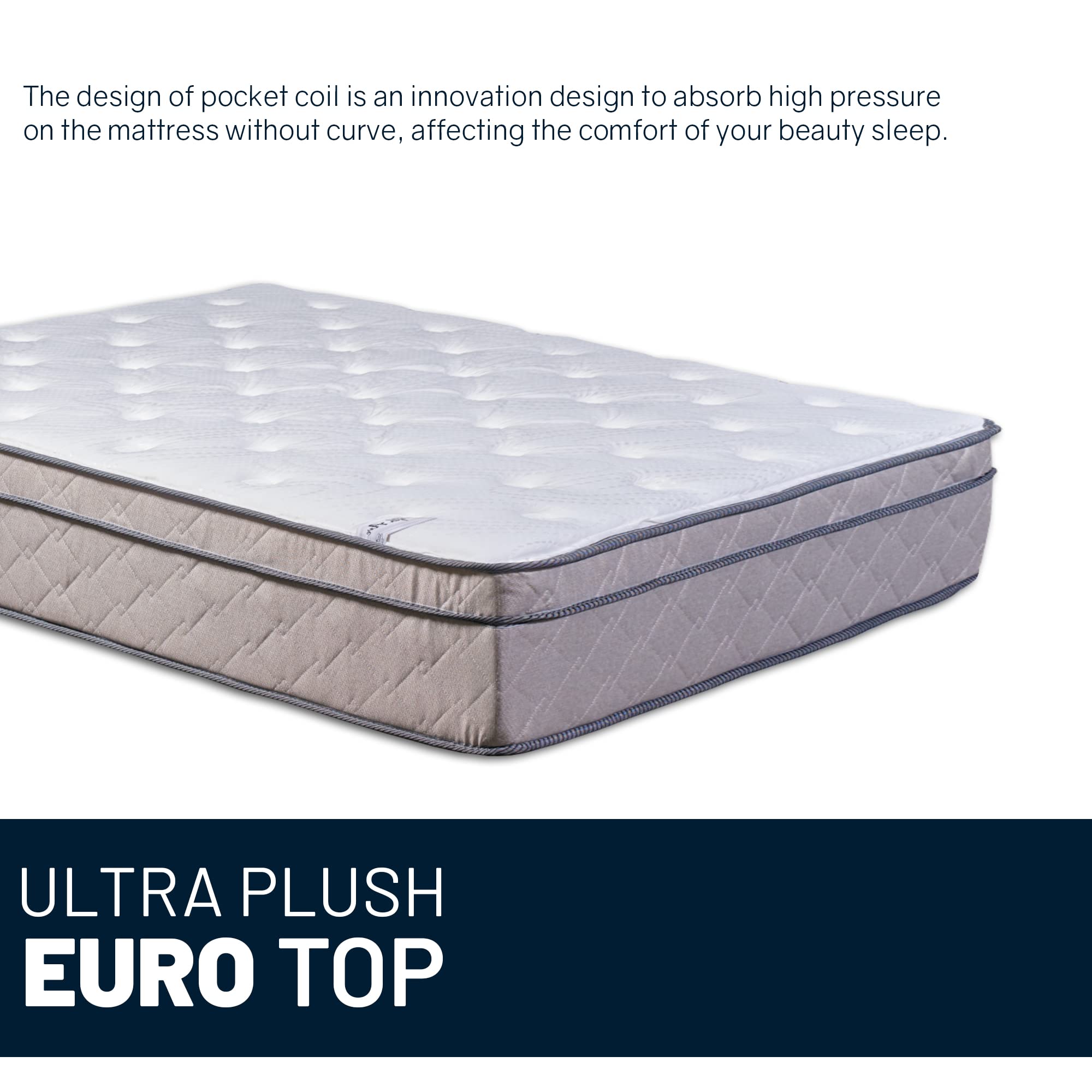 Greaton 12 Inch EuroTop Ultra Plush Hybrid Mattress in a Box - Low Motion Transfer, Breathable Pocket Coil for Pressure Relief, Mink Color - Perfect for Side Sleepers & Couples, Bedroom Comfort Upgrade