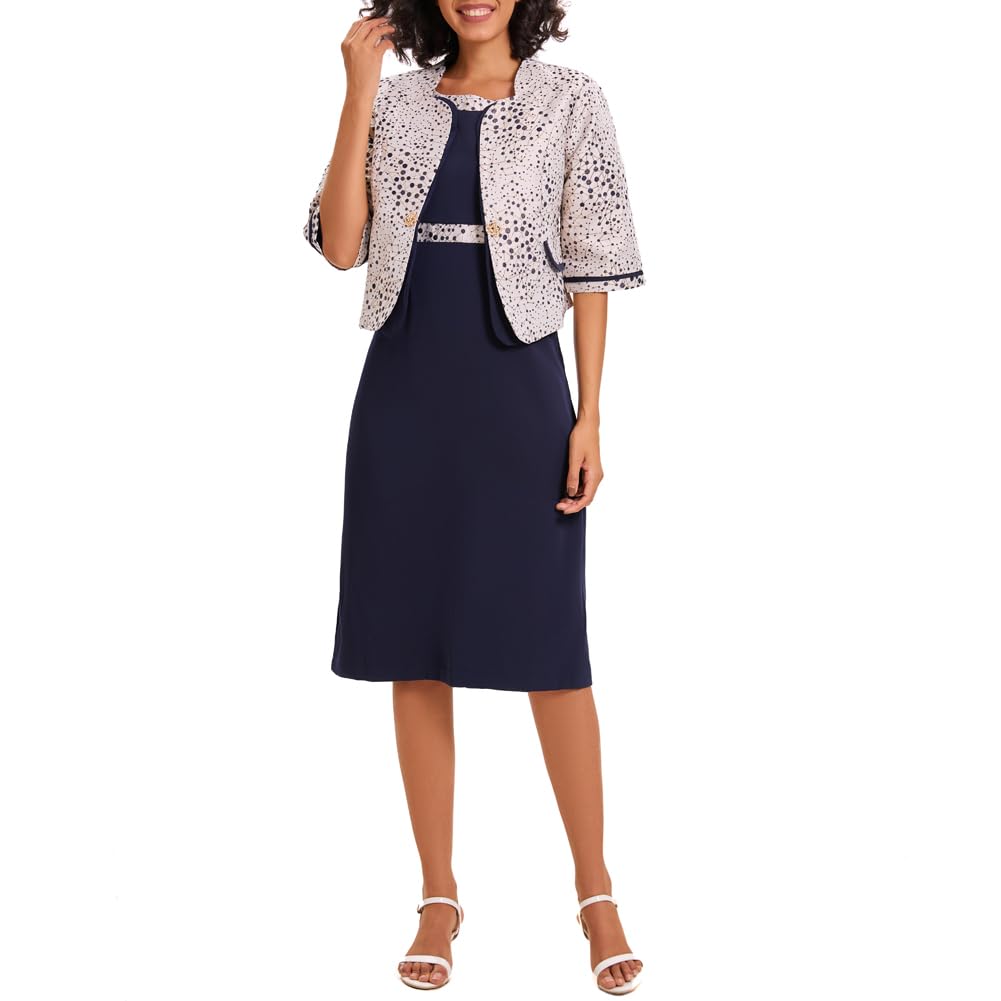 Elegant Women's 2 Piece Polka Dot Embroidered Church Suit - Mother's Day Gift, Wedding Guest Dress & Special Occasion Outfit for Evening Parties, Church Services & Formal Events