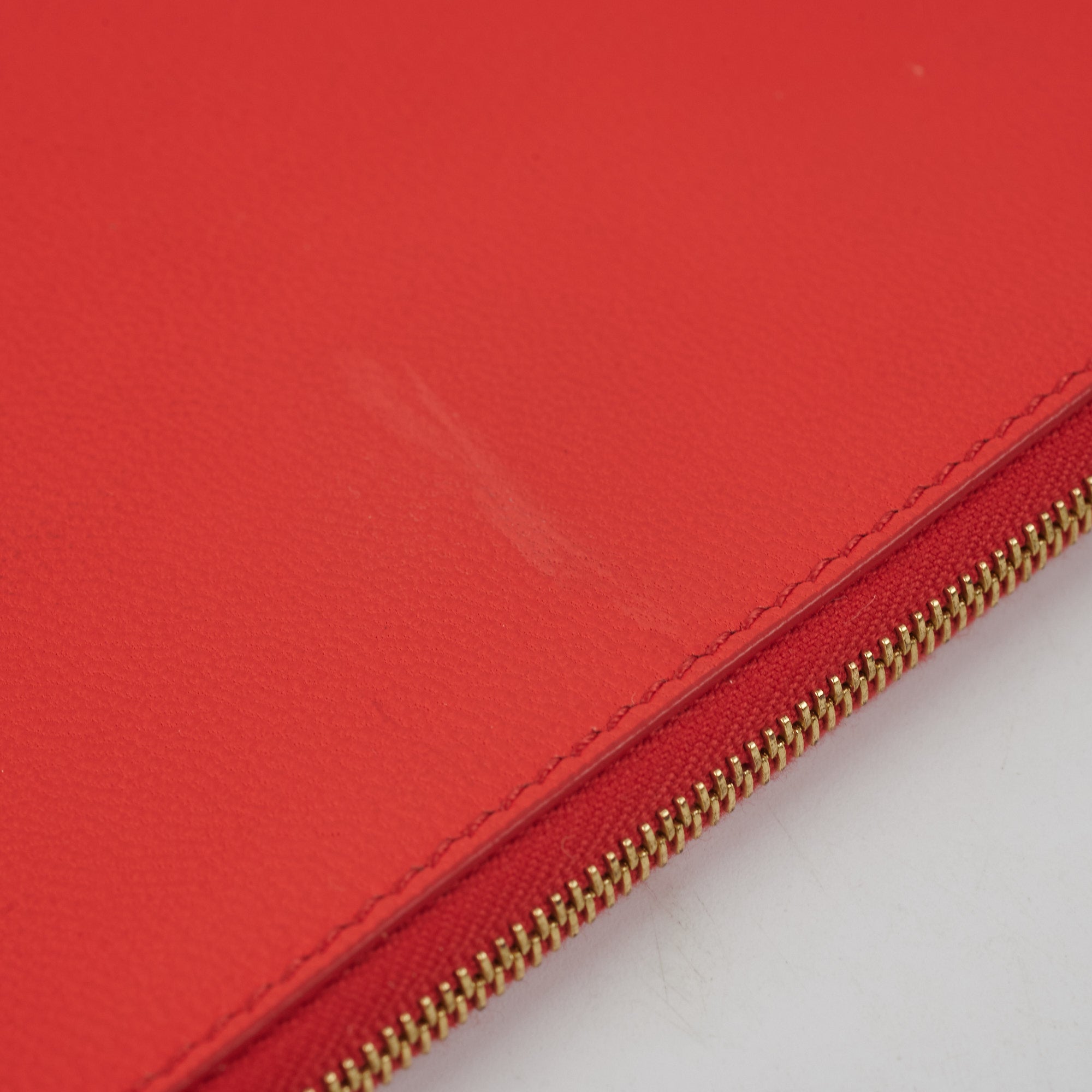 Celine Leather Pouch Handbag in Red & Taupe - Stylish Crossbody Bag for Women, Perfect for Work, Travel & Everyday Use
