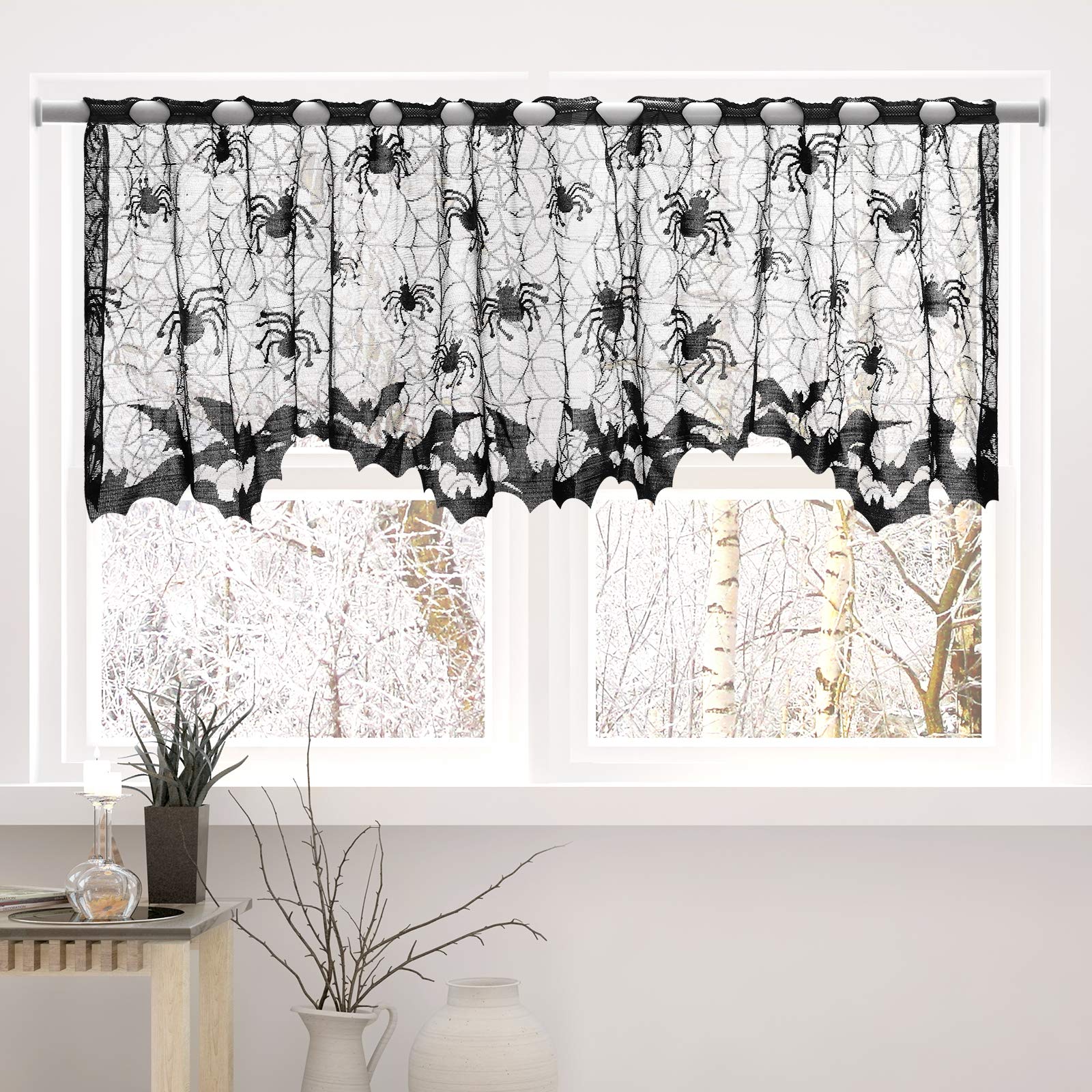Spider Web Halloween Curtain 60x20 Inch - Window & Fireplace Decor