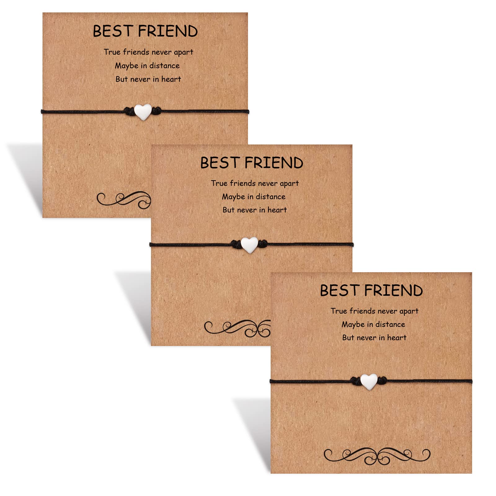 Best Friend Bracelets for 3 - Adjustable Matching Heart BFF Jewelry Set for Women | Trio Friendship Bracelets | Birthday Gifts for Best Friends | Perfect for Anniversaries, Sisterhood Bonding and Special Occasions