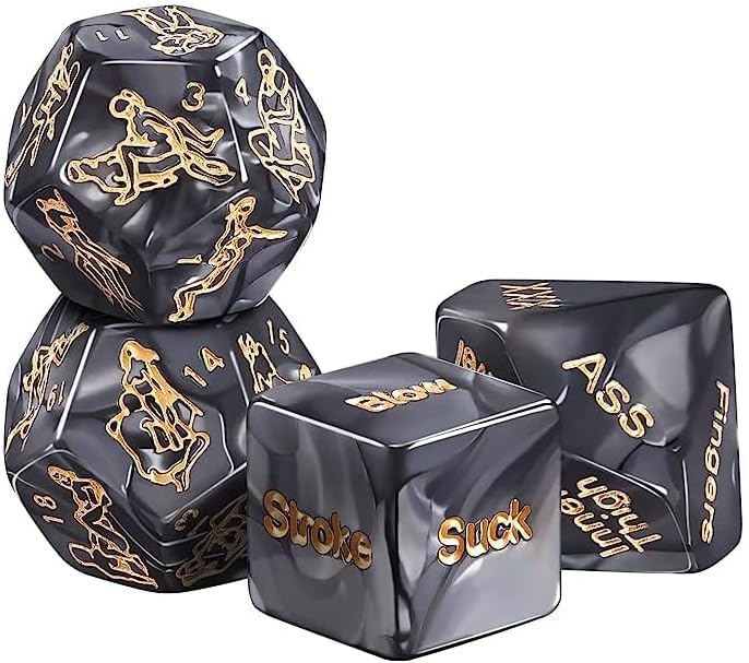 4 PCS Adult Sex Dice Set for Couples - Kinky Bedroom Game with 36 Fun Positions & Role Play Options - Perfect for Foreplay, Intimate Nights & Spicing Up Relationships