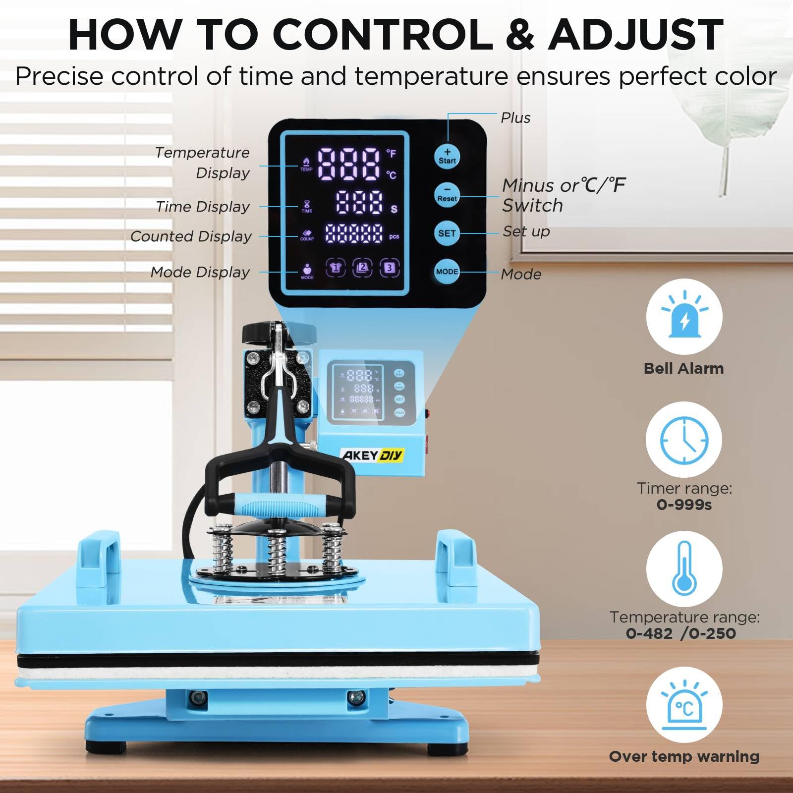 WHUBEFY 15x15 Inch Heat Press Machine - 8-in-1 Digital Sublimation Transfer Press with 30oz Tumbler Attachment for T-Shirts, Mugs, Caps & Plates (1400W) | Perfect for DIY Crafts, Custom Apparel & Small Business Printing
