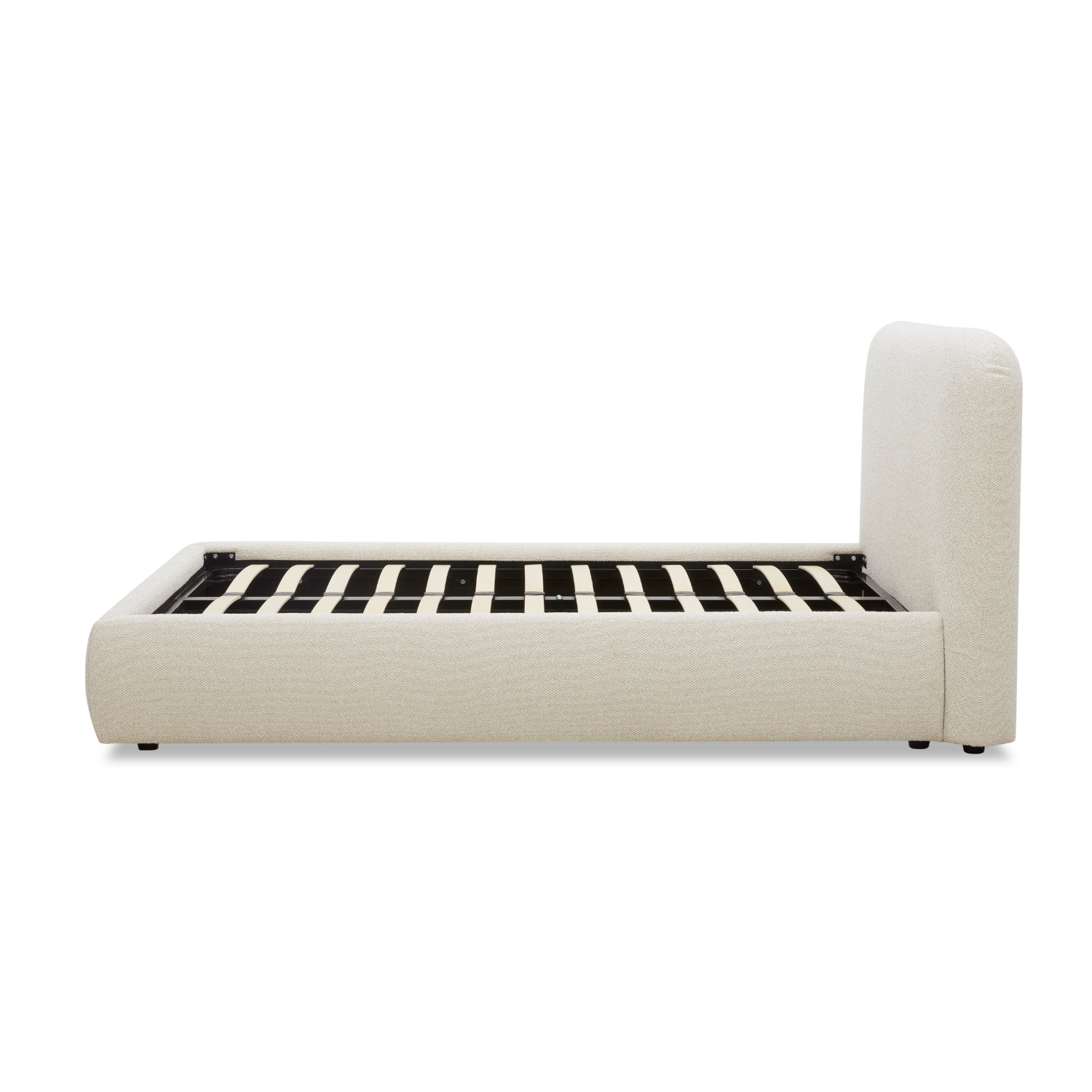 Broadview Platform Bed Frame with Tasmin Linen Upholstery - Queen Size Modern Bedroom Furniture for Small Spaces & Guest Rooms