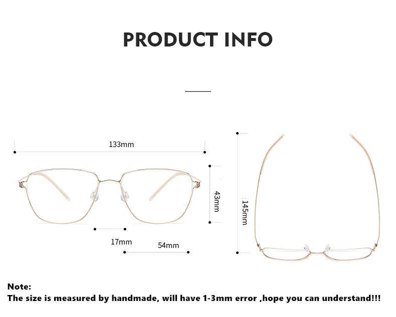 Aimee Unisex Full Rim Square Screwless Titanium Eyeglasses 7221 - Lightweight Durable Frame for Reading, Work & Fashion - Perfect for Office, School & Everyday Wear