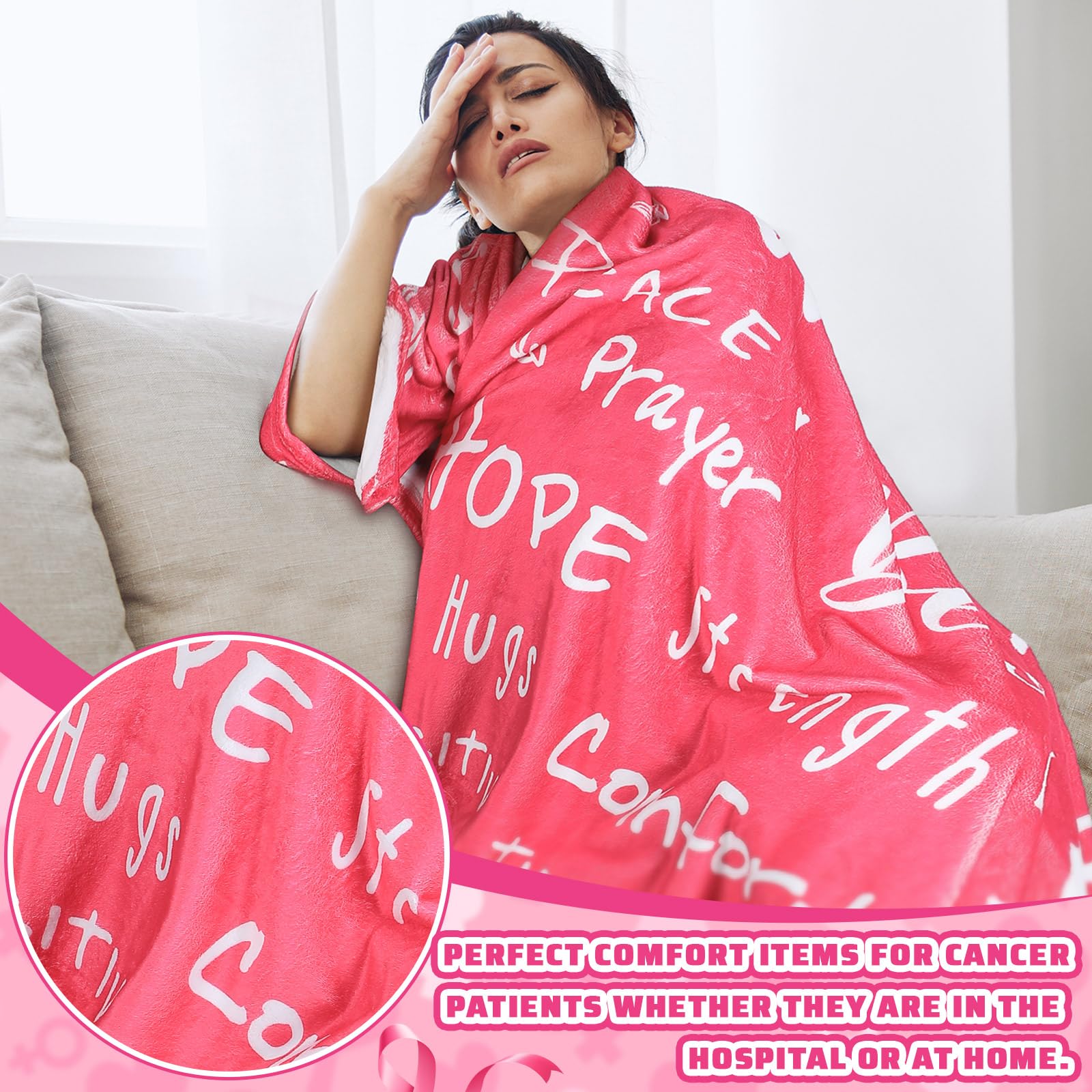 Vesici 8-Piece Cancer Care Gift Set for Women - 20oz Tumbler, Tote Bag, Pen, Blanket, Bracelet, Fuzzy Socks, Ribbon Label, Pin & Mask - Thoughtful Get Well & Cancer Awareness Gifts for Patients, Survivors & Caregivers - Perfect for Hospital Visits, Chemo Support & Recovery Encouragement