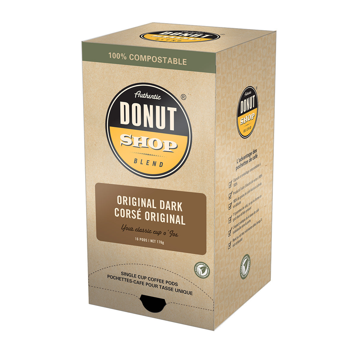 Authentic Donut Shop Original Dark Roast Coffee Pods - 16 Count K-Cup Compatible for Keurig Brewers | Perfect for Home, Office & Breakfast