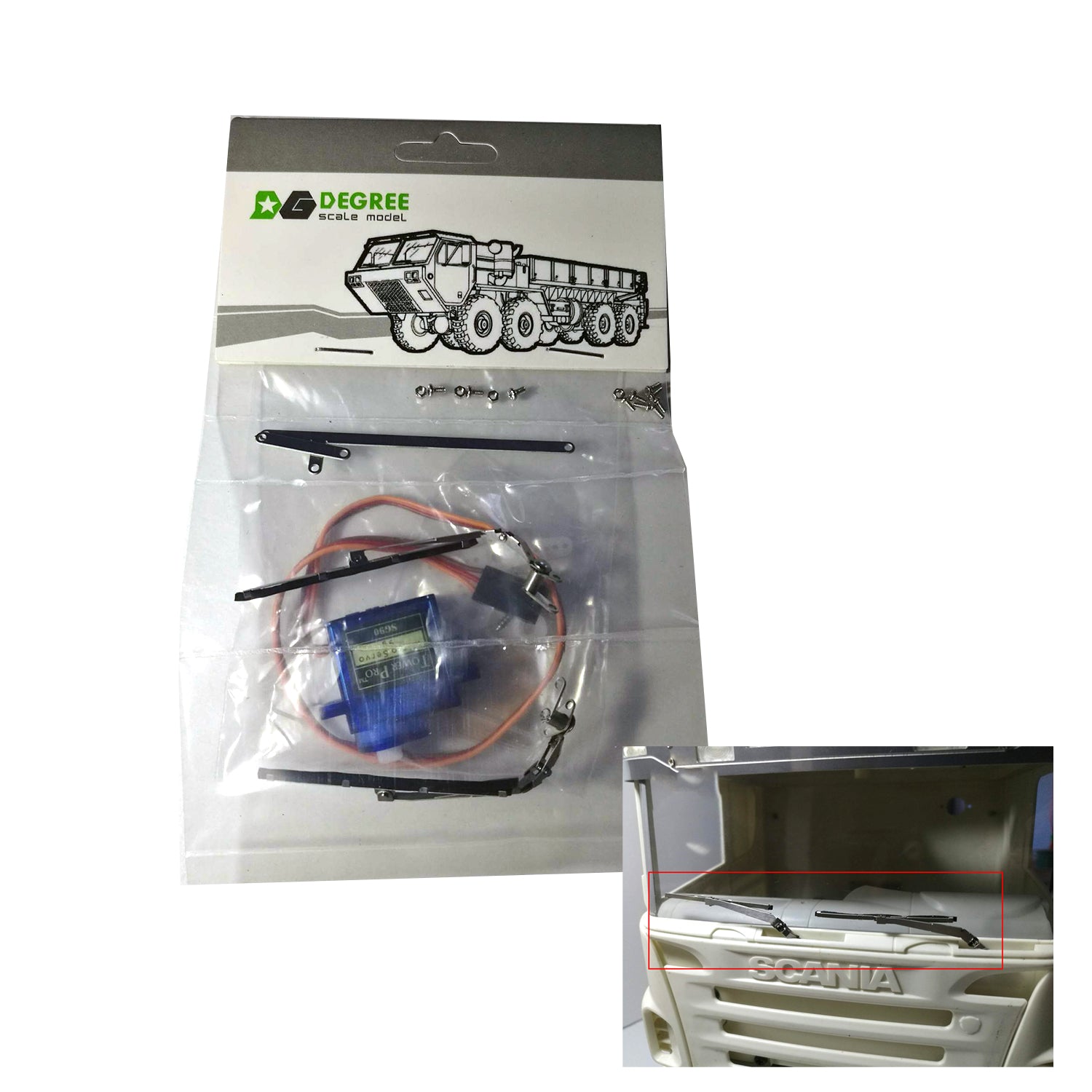 1/14 Scale RC Tractor Truck Electric Windscreen Wiper - Degree Truck Parts 56323-1581 for Radio Controlled Dump Truck | Perfect for RC Construction Vehicle Models & DIY Truck Customization