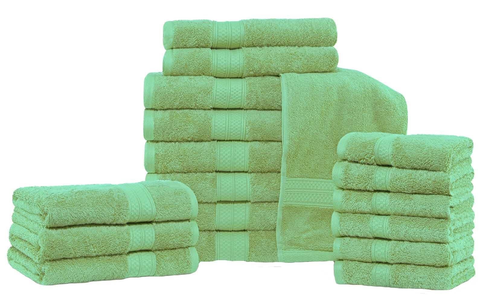 Protecerps 650 GSM Luxury Bamboo 18-Piece Towel Set - Ultra Soft & Absorbent Bath Towels, Hand Towels & Washcloths in Spring Green - Perfect for Spa, Bathroom & Guest Use