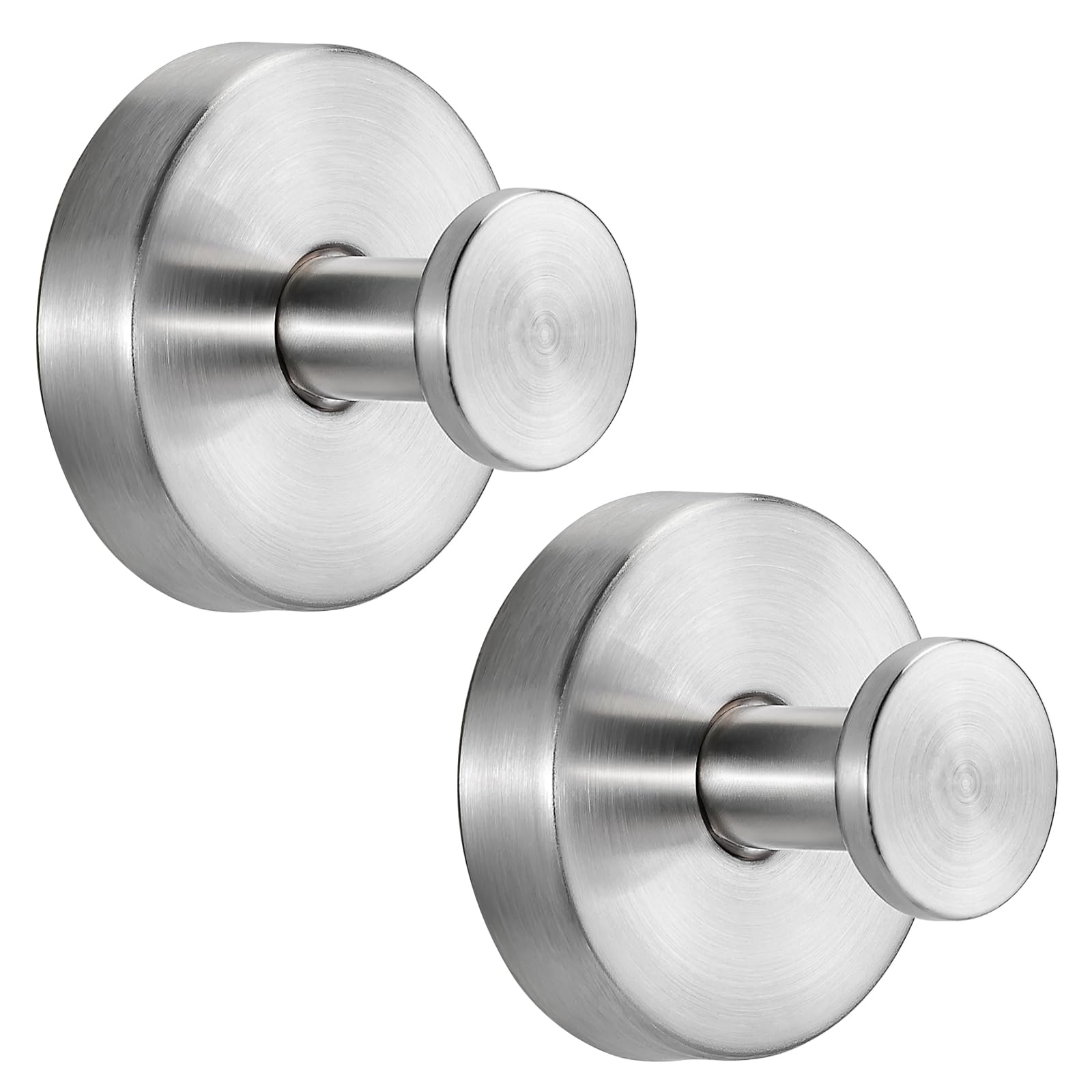 Strong Suction Cup Hooks for Shower & Bathroom - Heavy Duty Towel Hooks, Robe Hangers & Loofah Holders - Mounts on Tile, Glass, Mirrors & Smooth Surfaces - Brushed Nickel (2 Pack) - Perfect for Bathroom Organization & Kitchen Storage