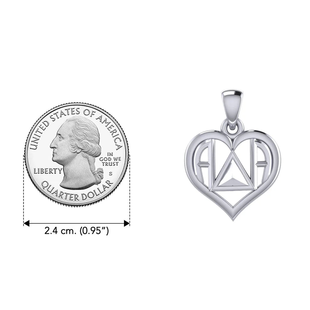 Heart & Recovery Symbol Sterling Silver Pendant - AA or NA Sobriety Jewelry TPD6350 TPD6349 | Perfect for 12-Step Meetings, Recovery Milestones & Addiction Awareness Gifts