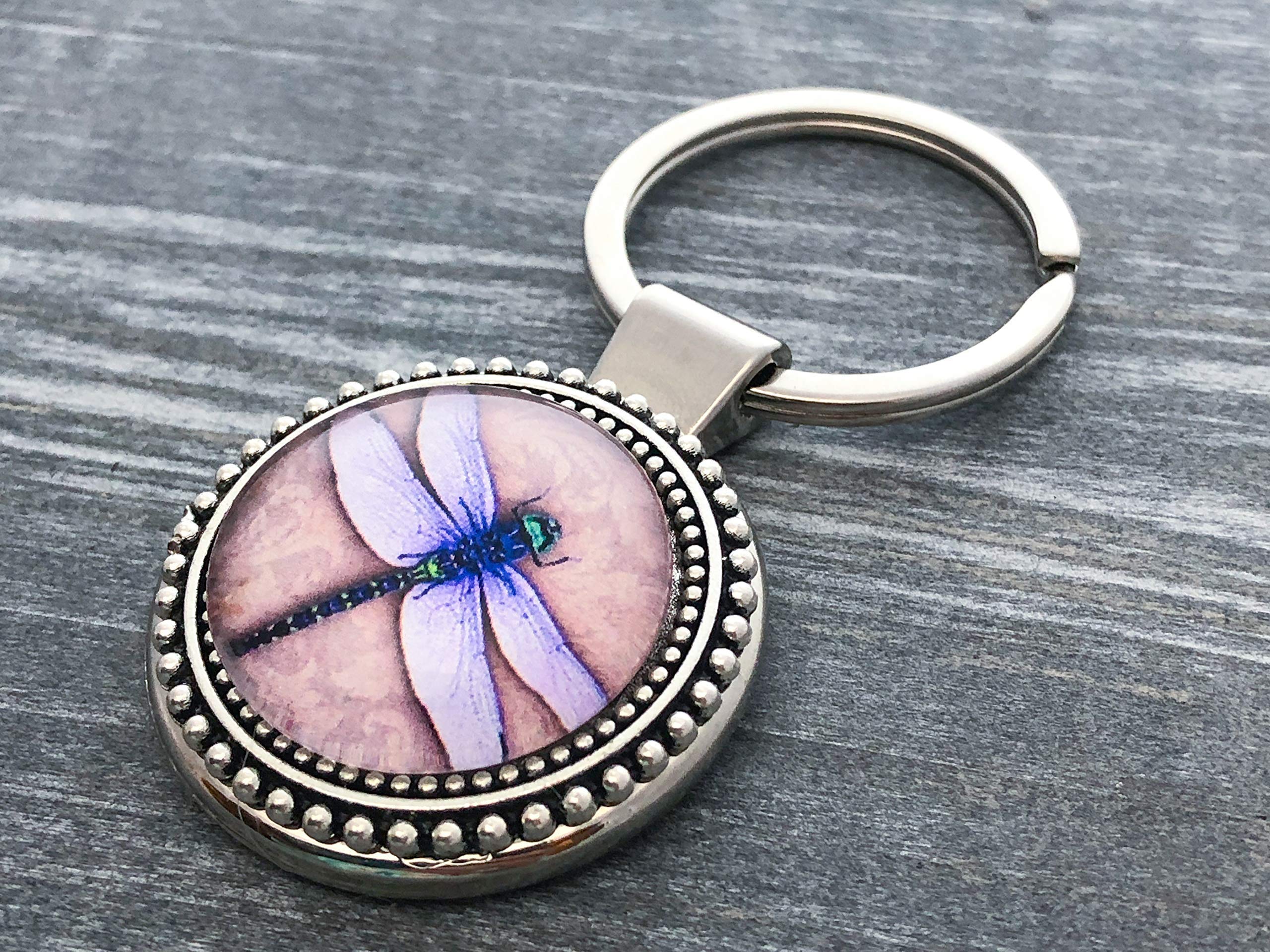 Handmade Lavender Dragonfly Keychain for Women - Cute Gifts for Her, Unique Accessories for Purse, Bag, Keys - Perfect for Birthday, Anniversary, Mother's Day