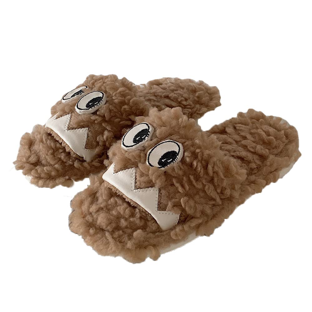 Funny Eyes Fuzzy Slippers for Women - Fluffy Kawaii House Slippers with Cute Design - Cozy Indoor Slippers for Home, Lounge & Gift Giving