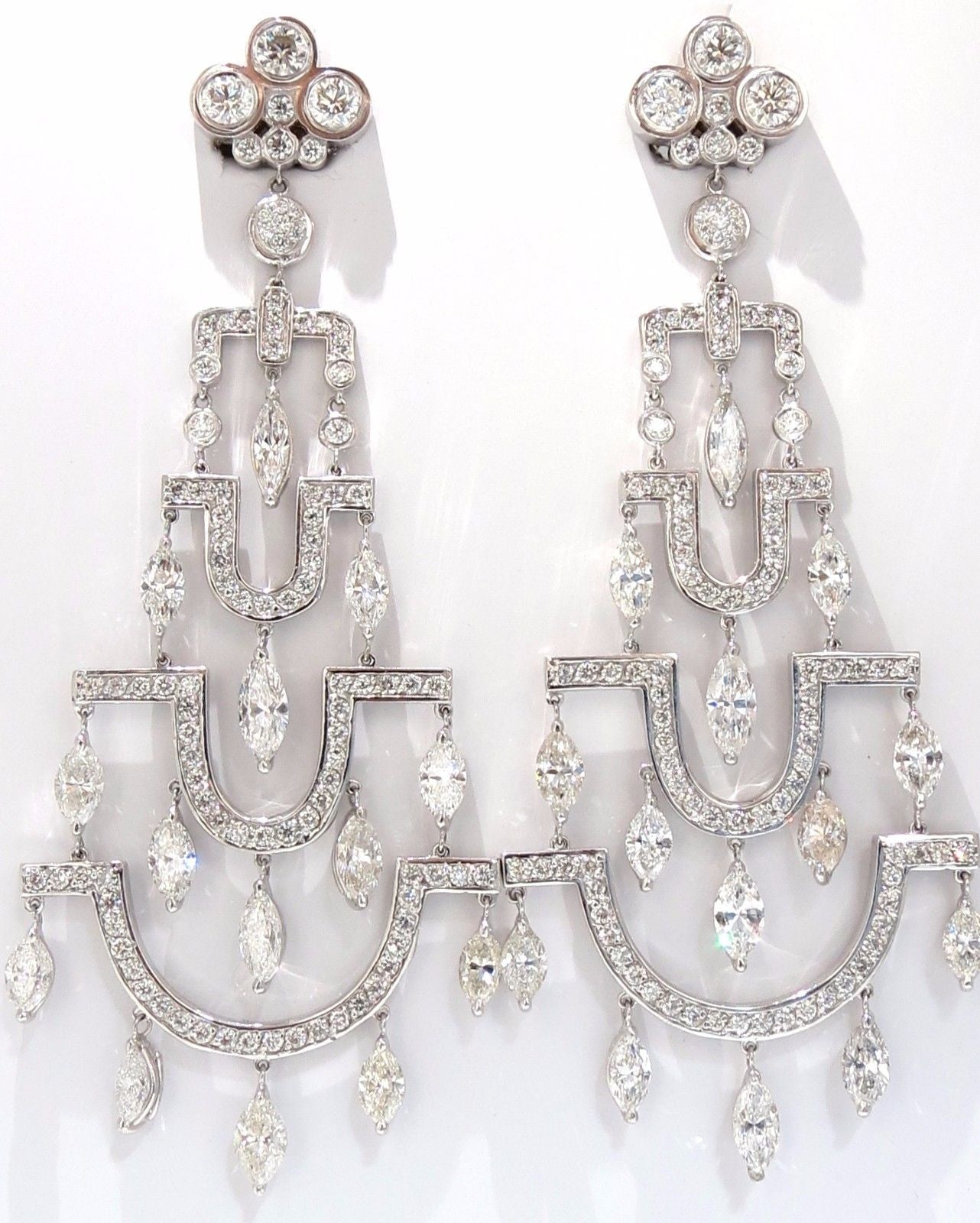 16.00ct Natural Diamond Deco Long Chandelier Dangle Earrings for Women - Elegant Vintage Style Drop Earrings for Parties, Weddings & Special Occasions
