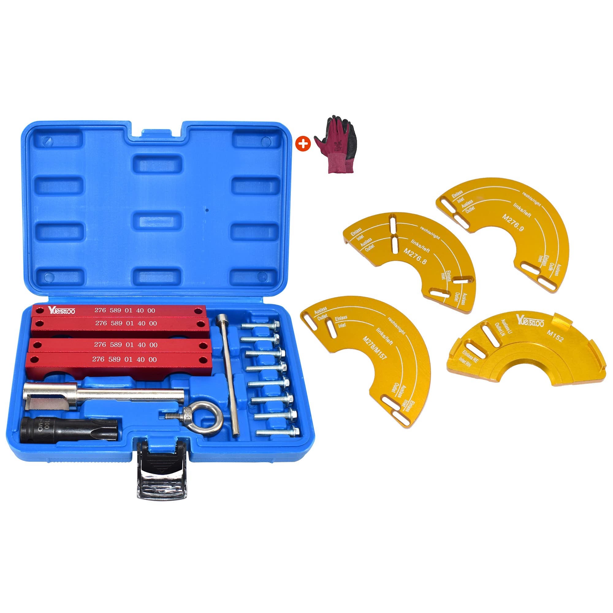 Mercedes Benz Engine Timing Tool Kit with Camshaft Adjuster - 4 Piece Professional Automotive Repair Set for DIY Mechanics & Professional Technicians - Perfect for Engine Timing Belt Replacement & Valve Adjustment Jobs