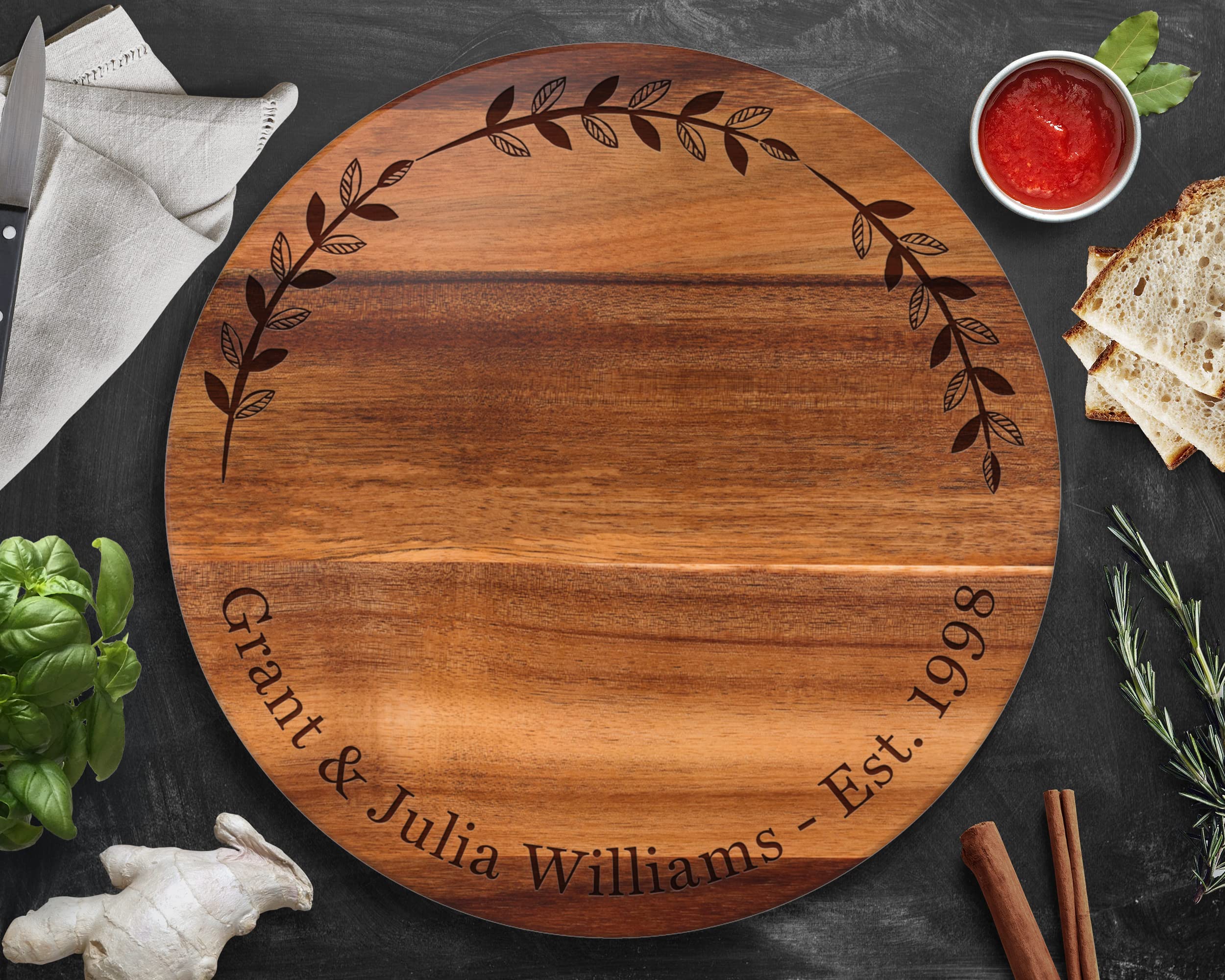 Custom Personalized Lazy Susan Turntable - Engraved Wooden Spinning Tray for Dining Table, Wedding Gifts & Kitchen Organization - Perfect for Serving Dishes, Spices, and Party Snacks