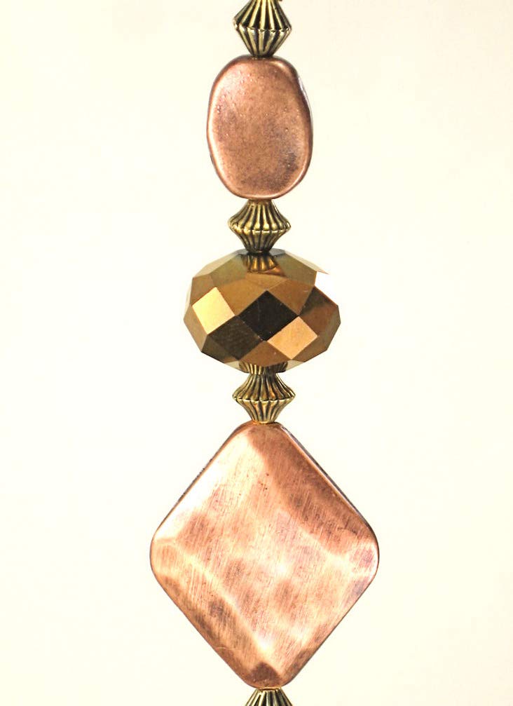 Copper Diamond Faceted Lampwork Glass Ceiling Fan Light Pull - Elegant Home Decor for Living Room, Bedroom & Porch