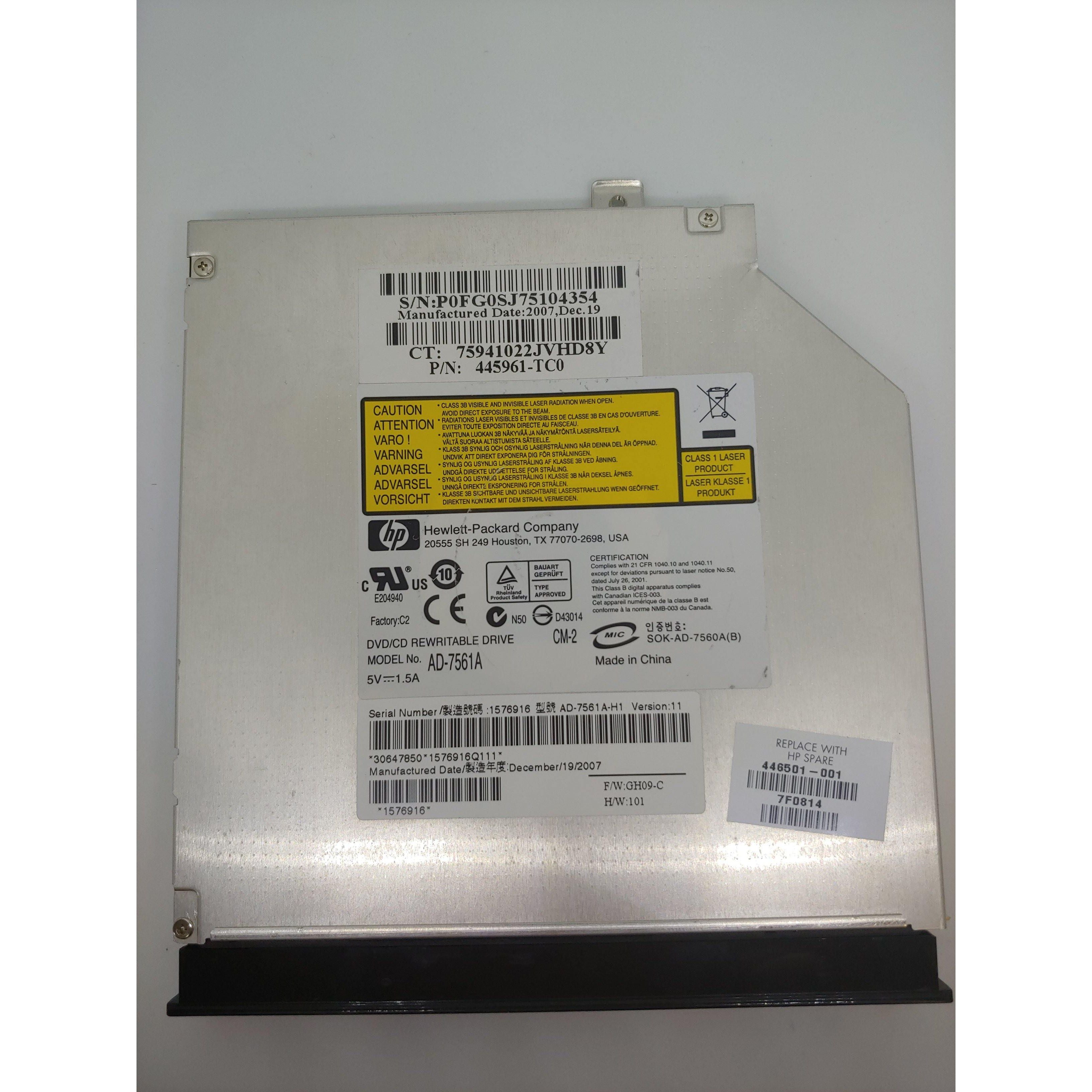 HP CD/DVD RW DL LightScribe Drive - 445961 TC0 446501 001 - External Optical Drive for Laptop & Desktop - Perfect for Data Backup, Media Burning & Disc Labeling