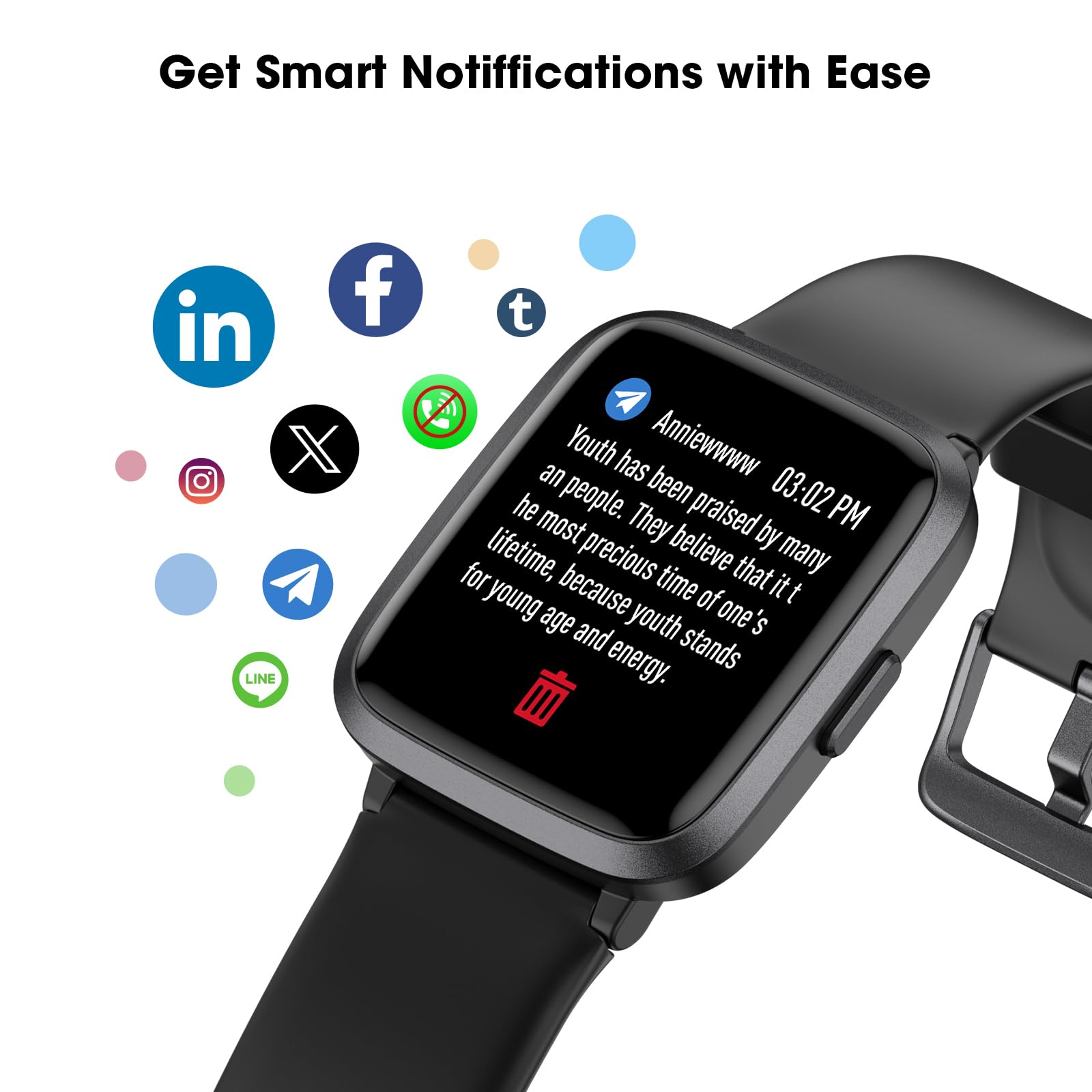 Fitness Tracker Watch with Heart Rate Monitor, Large Screen Activity Tracker - Pedometer, Sleep Monitor, Calorie & Step Counter, 5ATM Waterproof Smartwatch for Women & Men - Perfect for Running, Swimming & Daily Fitness Tracking