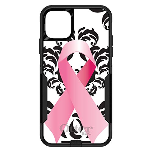 Black Damask Pink Ribbon On Black Case