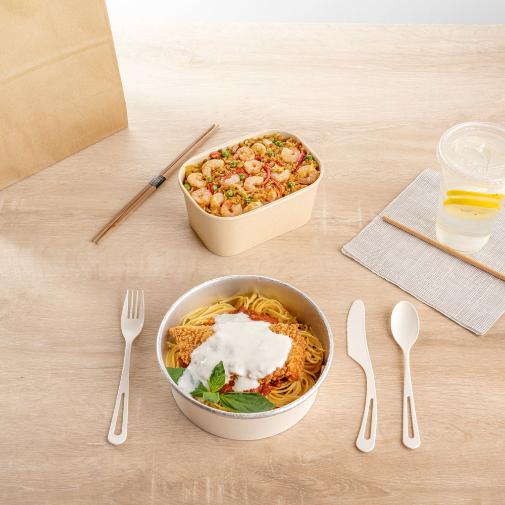 Eco-Friendly White CPLA Plastic Cutlery Set - 290-Piece Heat Resistant, Compostable Cutlery (7.5