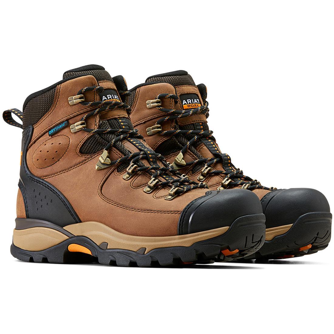 Endeavor 6 Inch Soft Toe Waterproof Work Boots for Men - Dusted Brown Leather Safety Shoes | Ideal for Construction, Outdoor Work & Heavy Duty Jobs