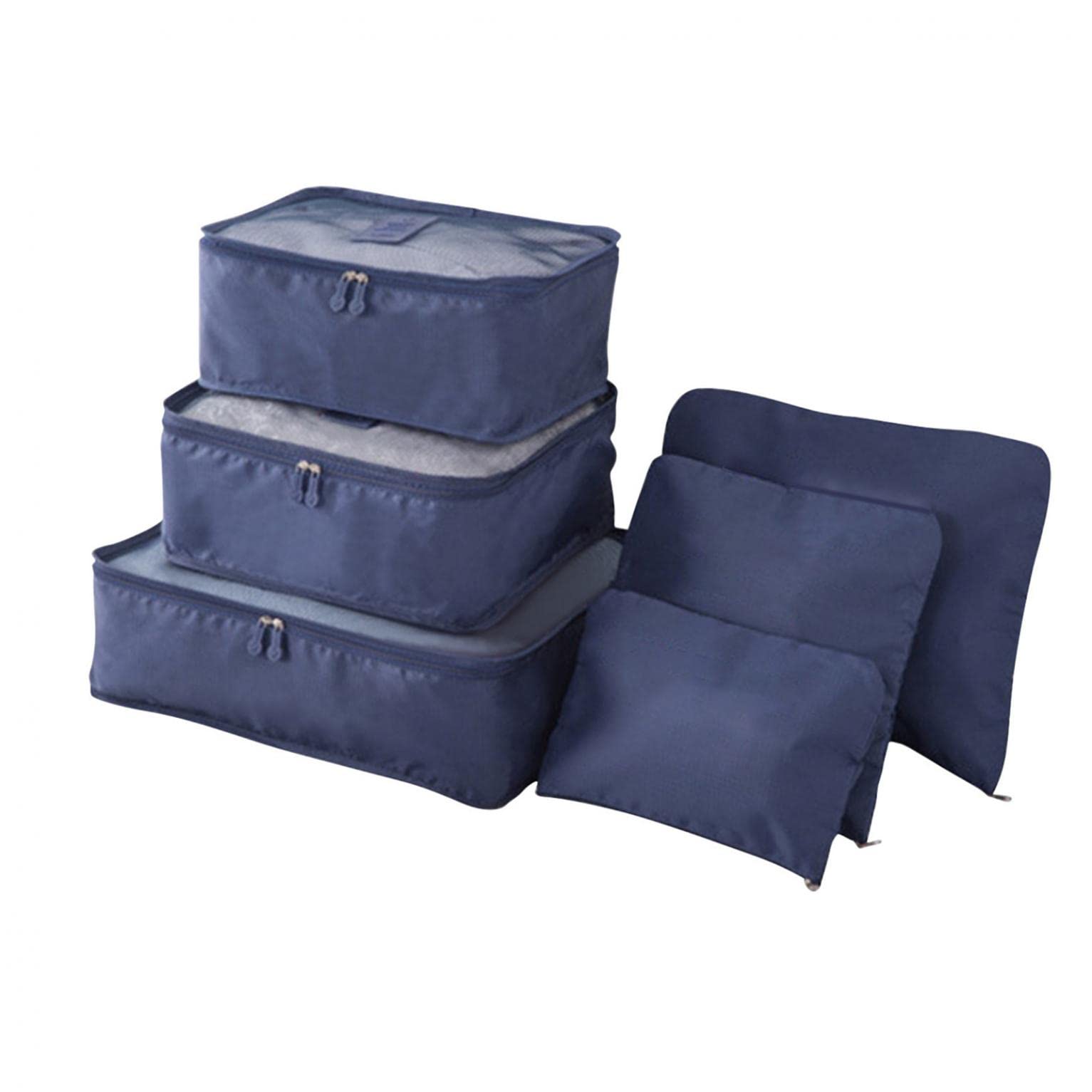 6-Piece Portable Luggage Packing Cubes Set - Travel Organizer for Clothes, Underwear, Shoes & Makeup | Compact Storage Bags for Suitcases | Navy Blue Travel Accessories (Perfect for Business Trips, Vacations & Weekend Getaways)