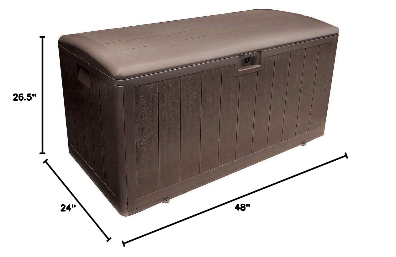 Plastic Development Group 105 Gallon Outdoor Storage Deck Box with Soft Closure - Java Brown - Perfect for Patio, Garden, and Backyard Organization