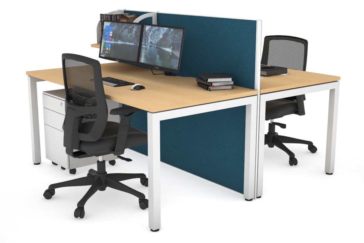 Horizon Quadro 2-Person Office Workstation Bench with Square Legs - 1800L x 800W Dimensions, Cable Management Scallop - Perfect for Shared Workspaces & Collaborative Office Environments