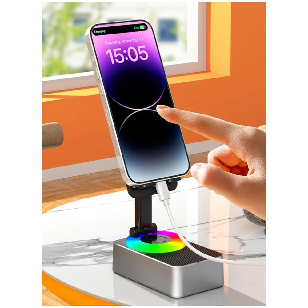 Sichuny 3-in-1 Mobile Phone Holder with Built-in Power Bank & Bluetooth Speaker - Foldable, Rotating Desktop Stand for Hands-Free Calling & Music Playback - Perfect for Home, Office, and Car Use