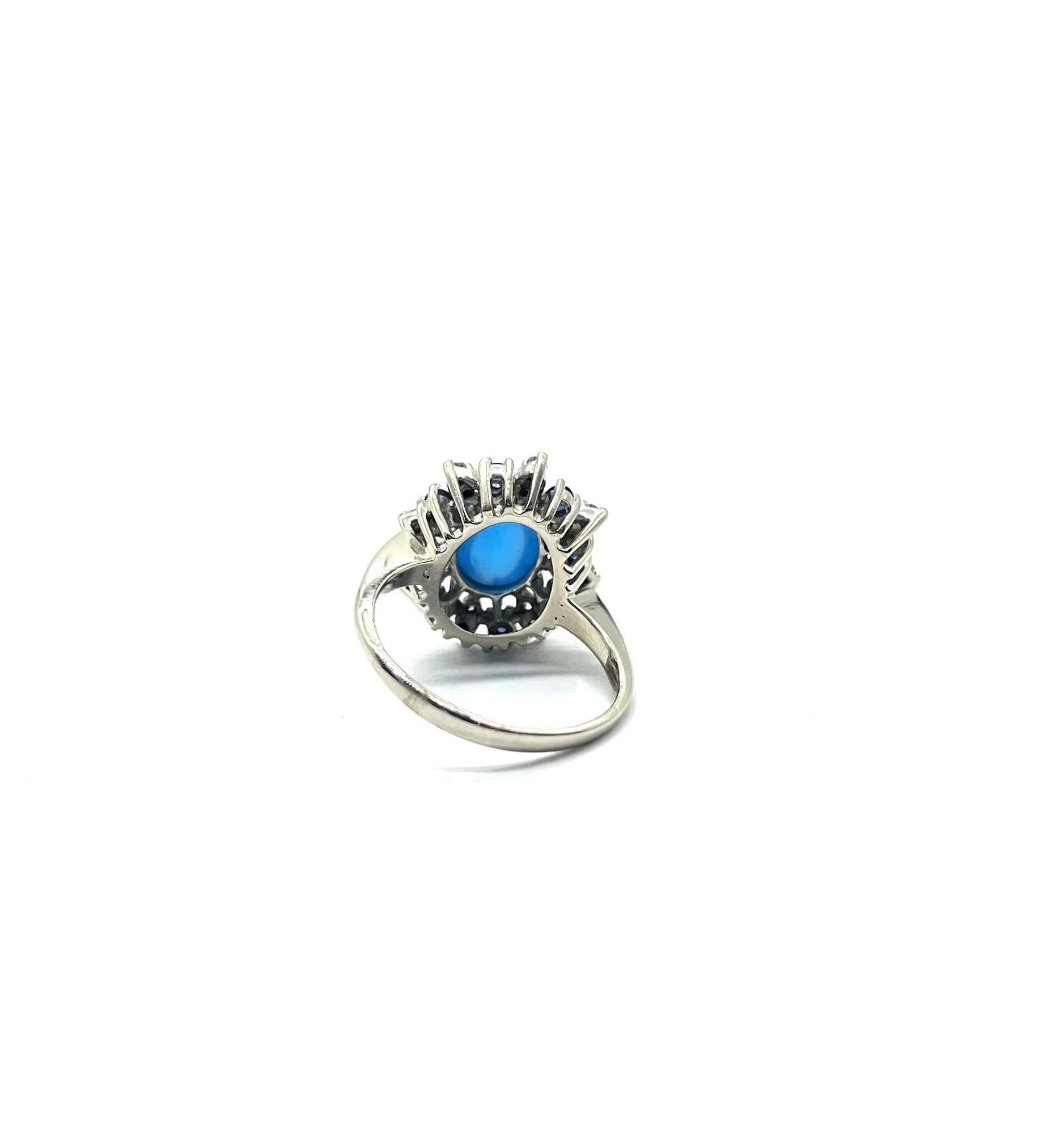 Exquisite White Gold Lindy Star Sapphire Ring with Diamonds & Blue Sapphires | Elegant Jewelry for Women | Perfect for Weddings, Anniversaries & Special Occasions