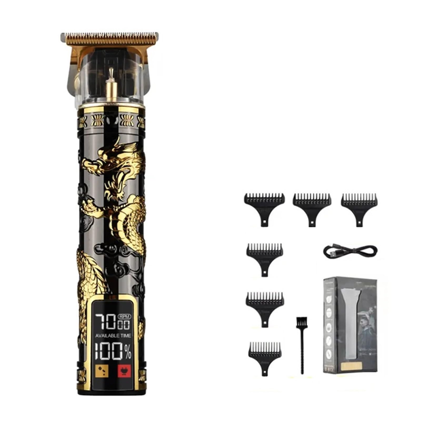 Professional LCD Digital Display Electric Hair Clipper with Oil Head - Barber & Home Use for Precision Haircut & Styling - Perfect for Salon, Grooming & Personal Care (Platinum Panlong)