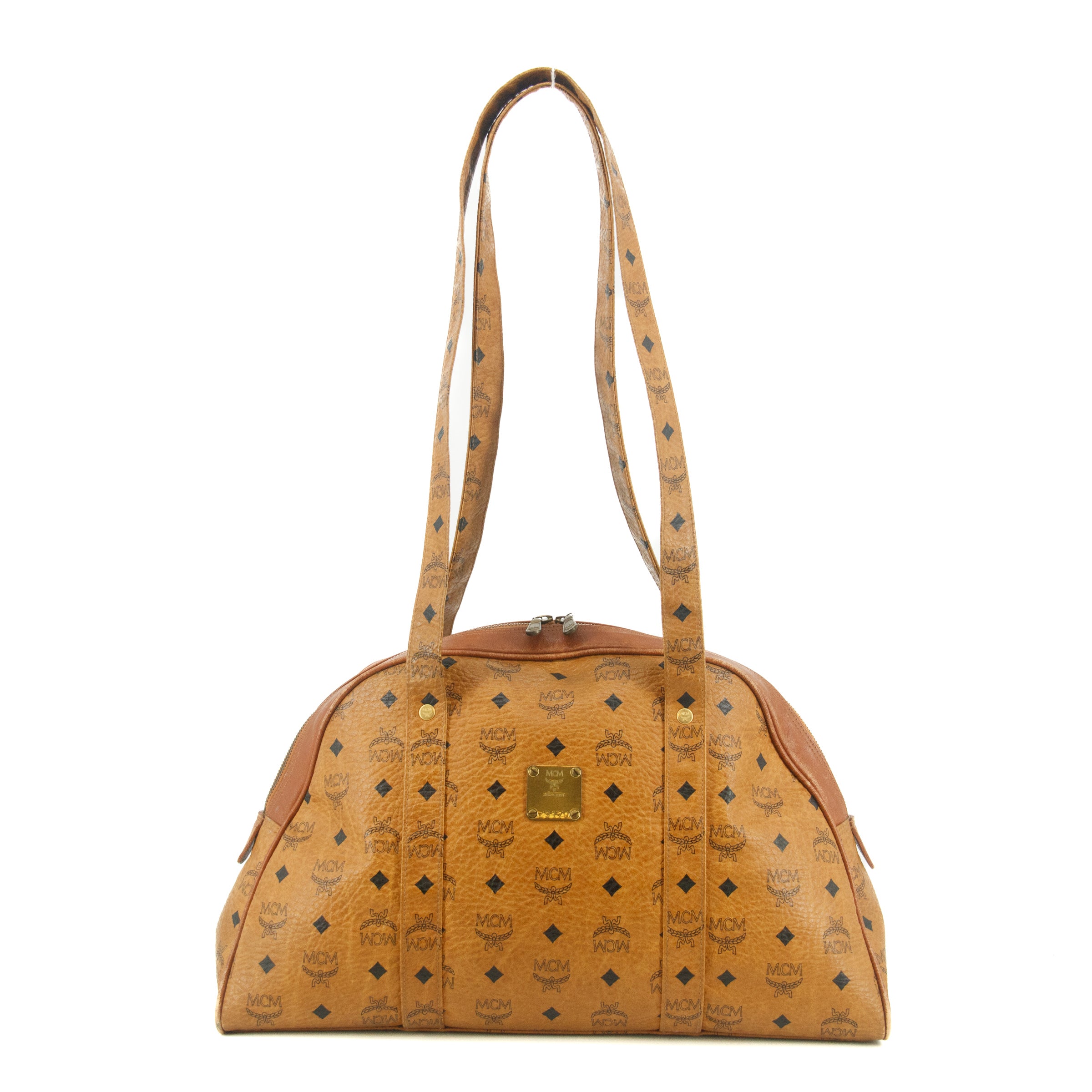 MCM Monogram Leather Brown Shoulder Bag #5804 - Stylish Crossbody Purse for Women, Fashionable Everyday Handbag for Work, Travel & Shopping