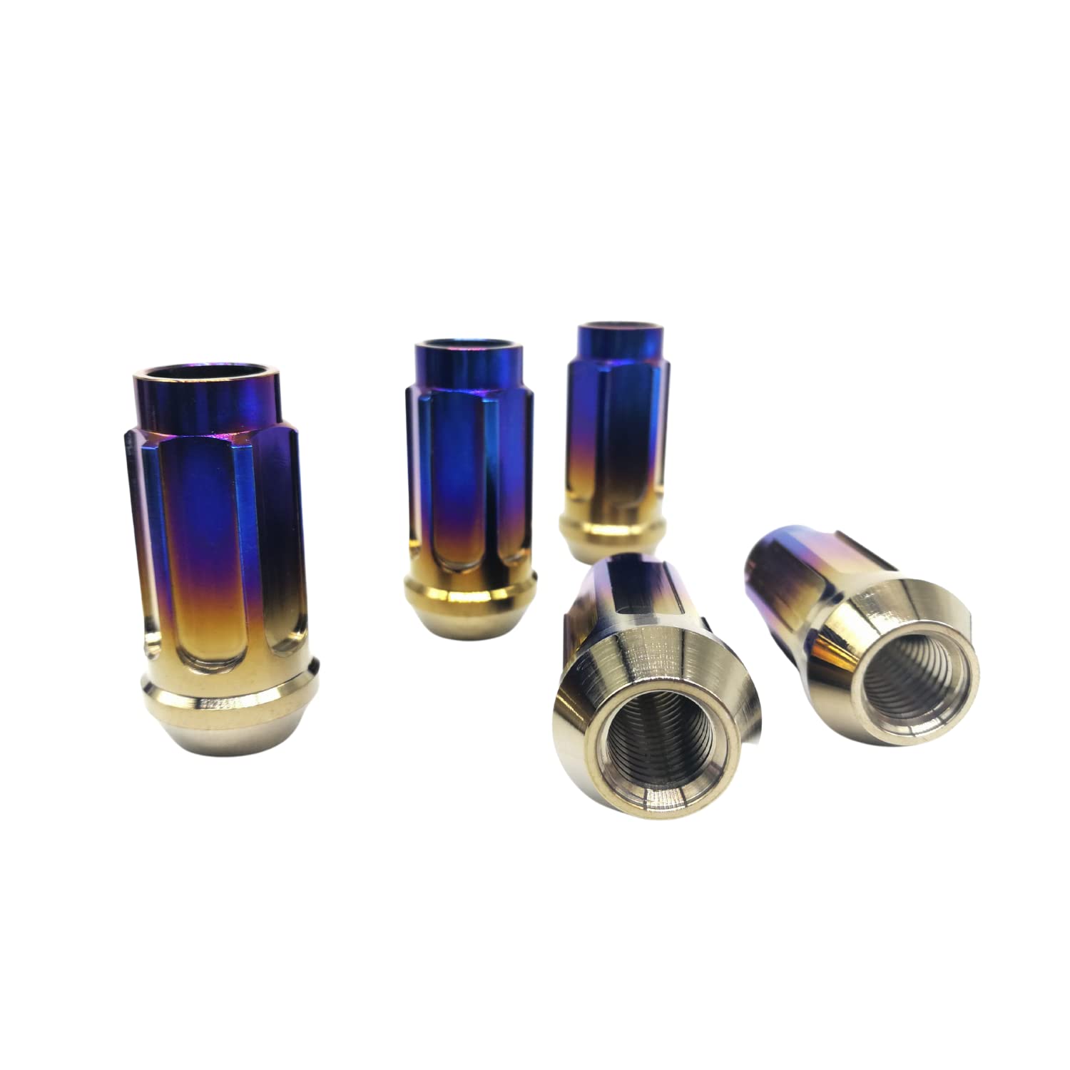 RISON 20 PCS Titanium Locking Lug Nuts M12x1.5x45mm - Open End Anti-Theft Wheel Nuts for Car Racing, Ultra Lightweight & Durable Burnt Blue Finish - Perfect for Track Days, Performance Upgrades & Custom Car Builds (M12x1.5x45mm, Burnt Blue)