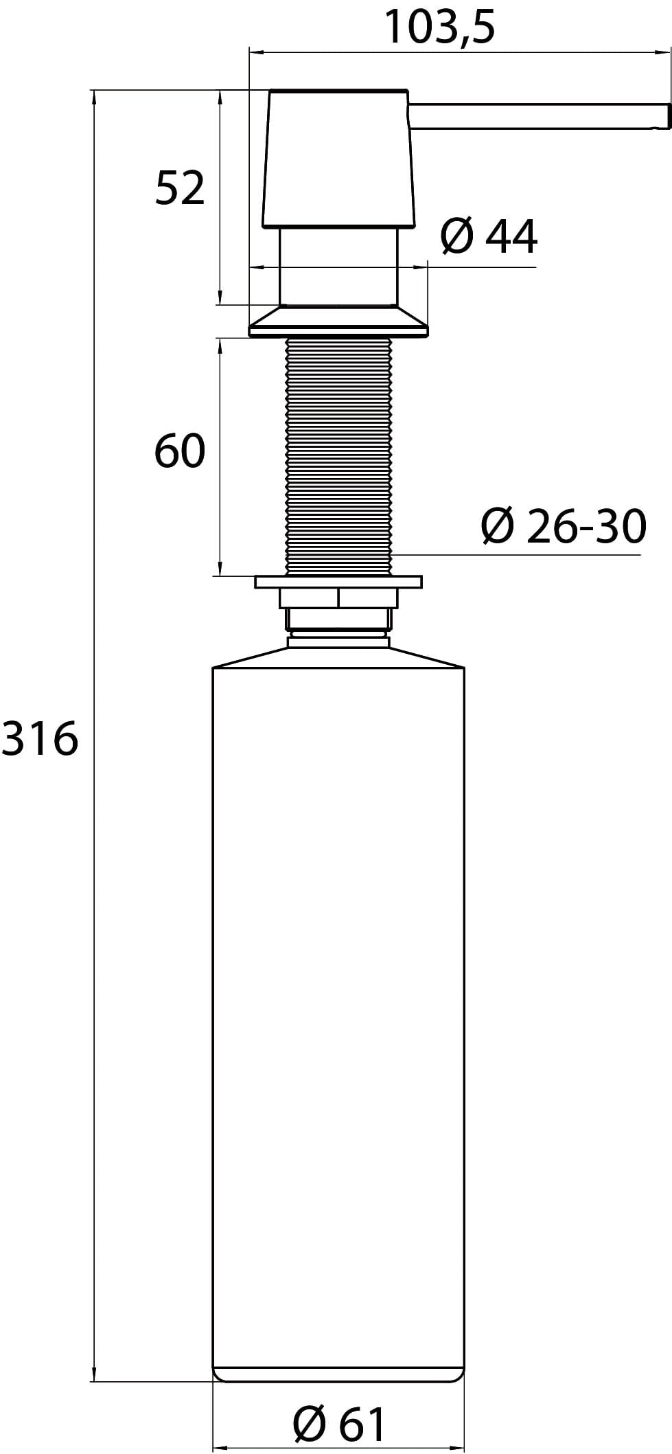 Under Counter Liquid Soap Dispenser - Chrome Finish for Kitchen & Bathroom | Wall Mount or Tabletop Installation | Commercial & Home Use