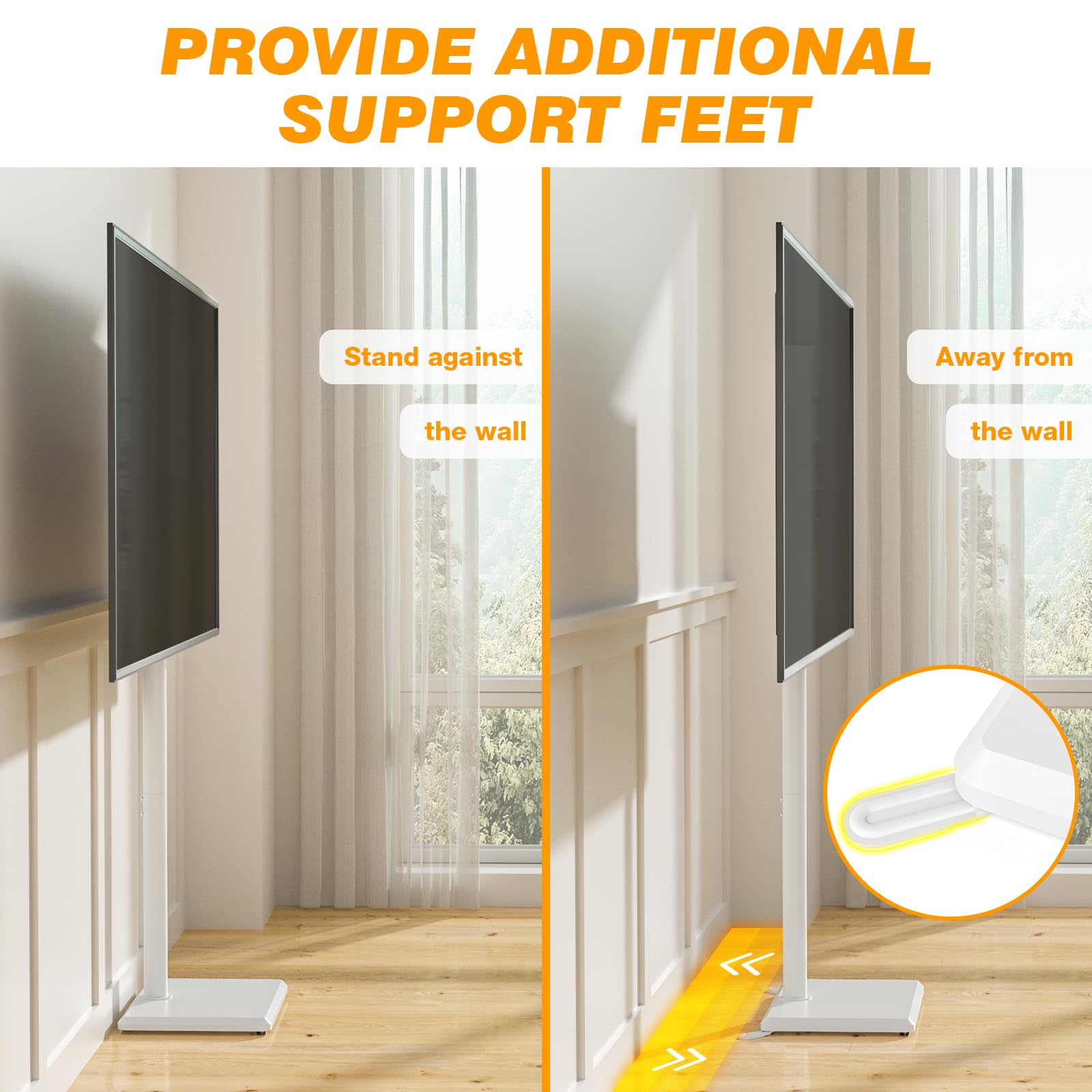 Adjustable TV Floor Stand for 32-55 Inch TVs - Tall Corner TV Stand with Swivel & Height Adjustment, Max VESA 400x400mm, Supports up to 40kg - Perfect for Living Rooms, Bedrooms & Home Theaters