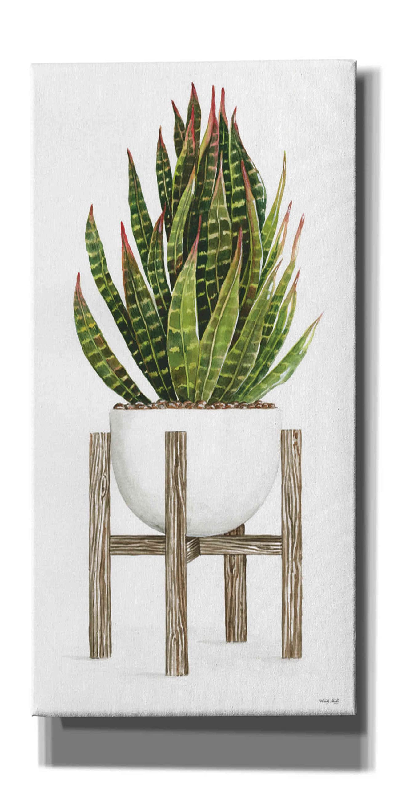 Epic Graffiti 'White Pots on Stands IV' by Cindy Jacobs - Modern Canvas Wall Art 30x60 Inches - Perfect for Living Room, Bedroom & Office Decor