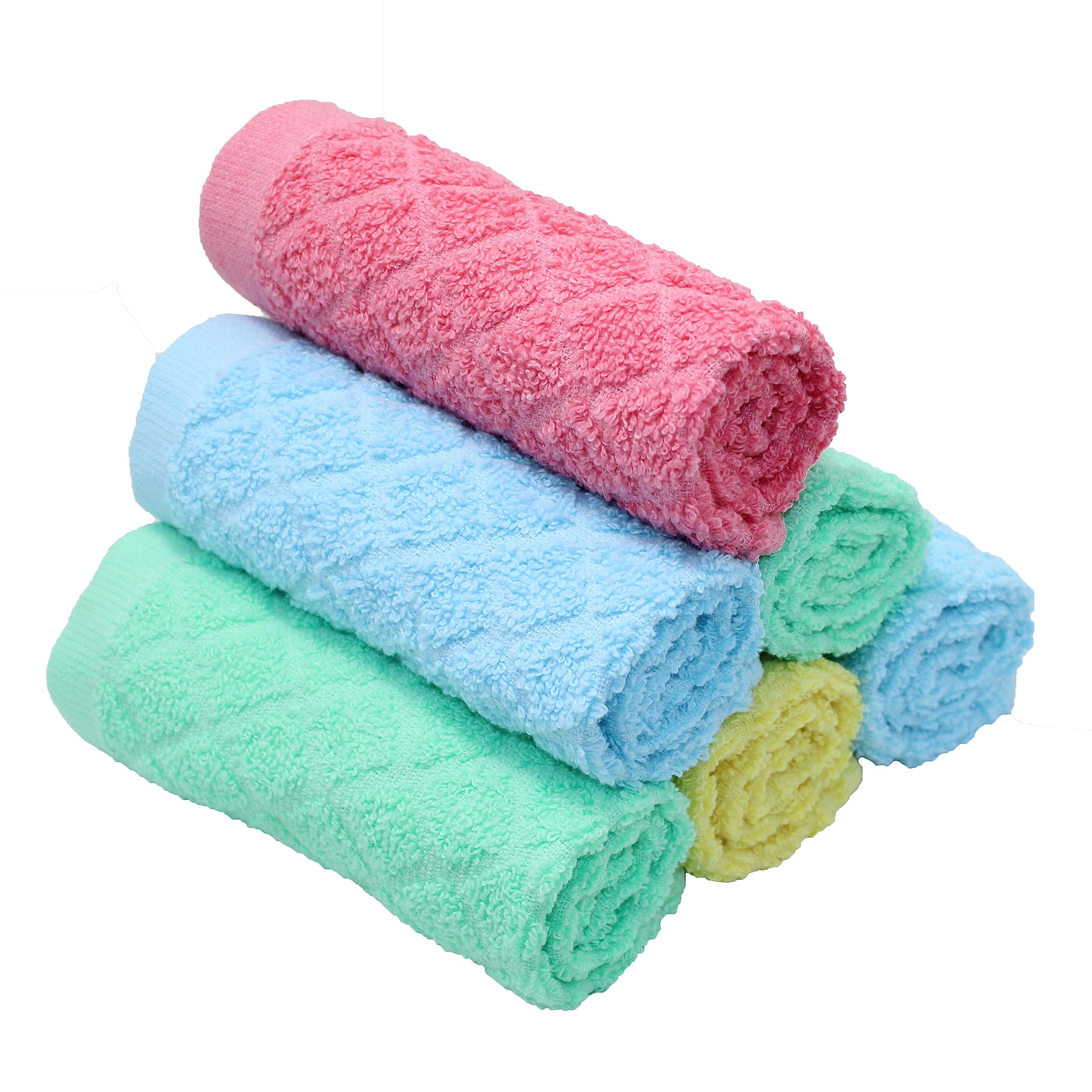 Premium 400 GSM Pure Cotton Printed Face Towels - Ultra Soft & Super Absorbent Handkerchiefs for Women, Kids & Babies - 6 Pack (25x25 cm) Multicolor - Perfect for Daily Use, Travel, Gym & Nursery Care