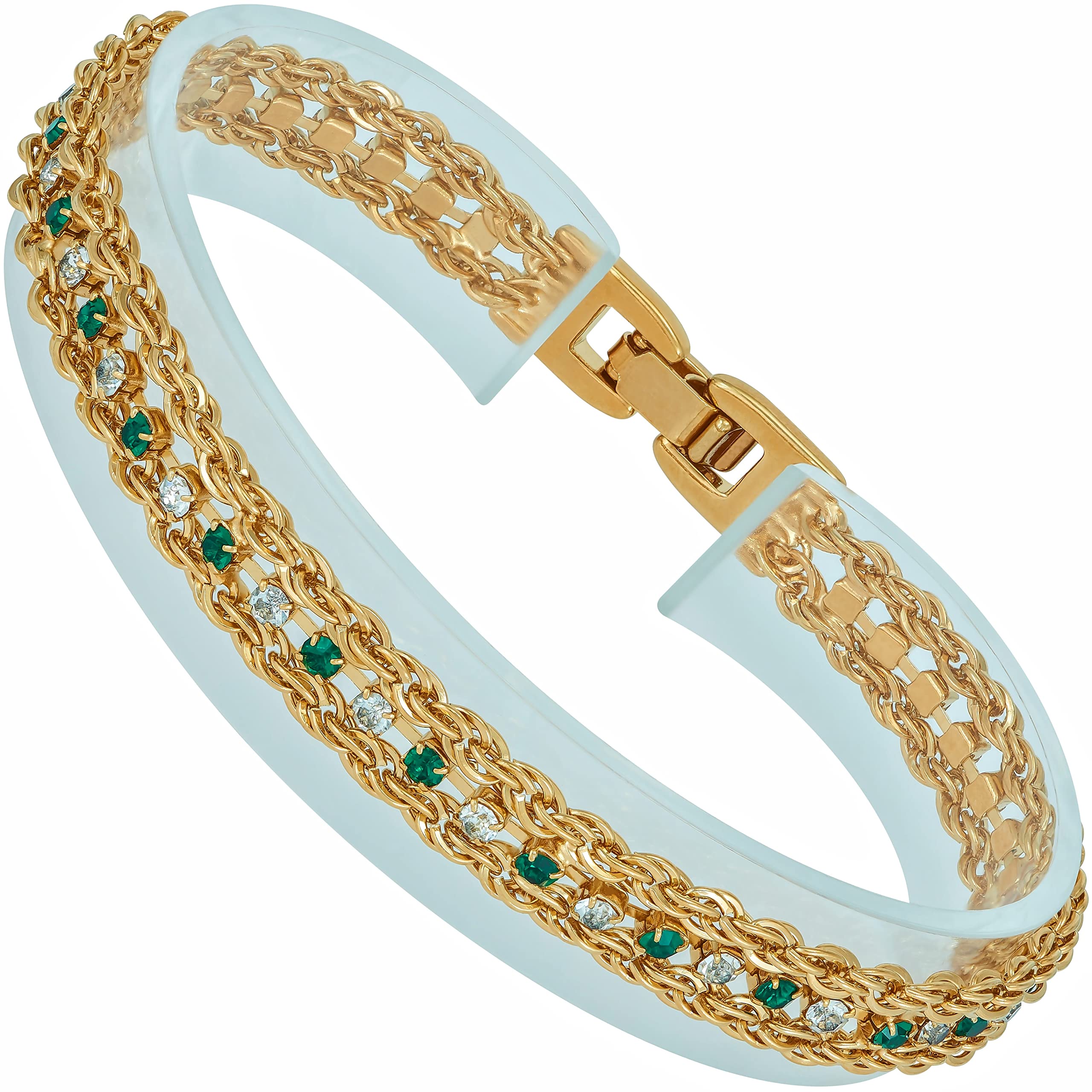 LIFETIME JEWELRY 24K Gold Plated Braided Rope Chain Bracelet with Crystals for Women | Elegant Fashion Jewelry Gift for Birthday, Anniversary & Special Occasions