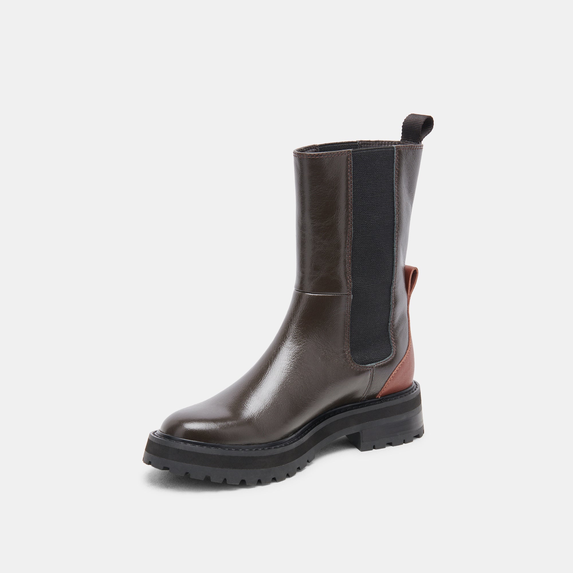 RICH H2O Brown Multi Crinkle Patent Rain Boots for Women - Waterproof Fashion Boots for Outdoor, Gardening & Rainy Days
