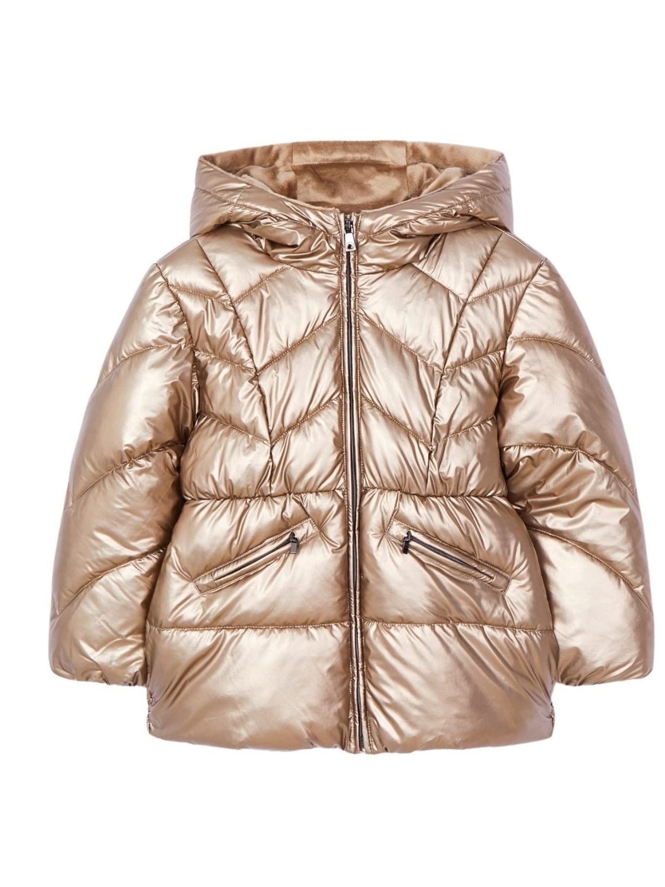Mayoral Girls' Winter Coat - 4491 Old Gold, Warm Fleece-Lined Jacket for Kids, Toddler Outerwear for Cold Weather - Perfect for School, Playdates & Outdoor Adventures